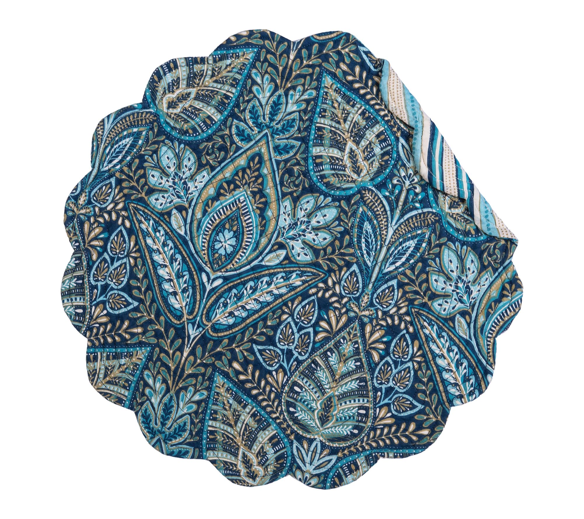 Bailey Blue Round Placemat Set of 6 by Valerie