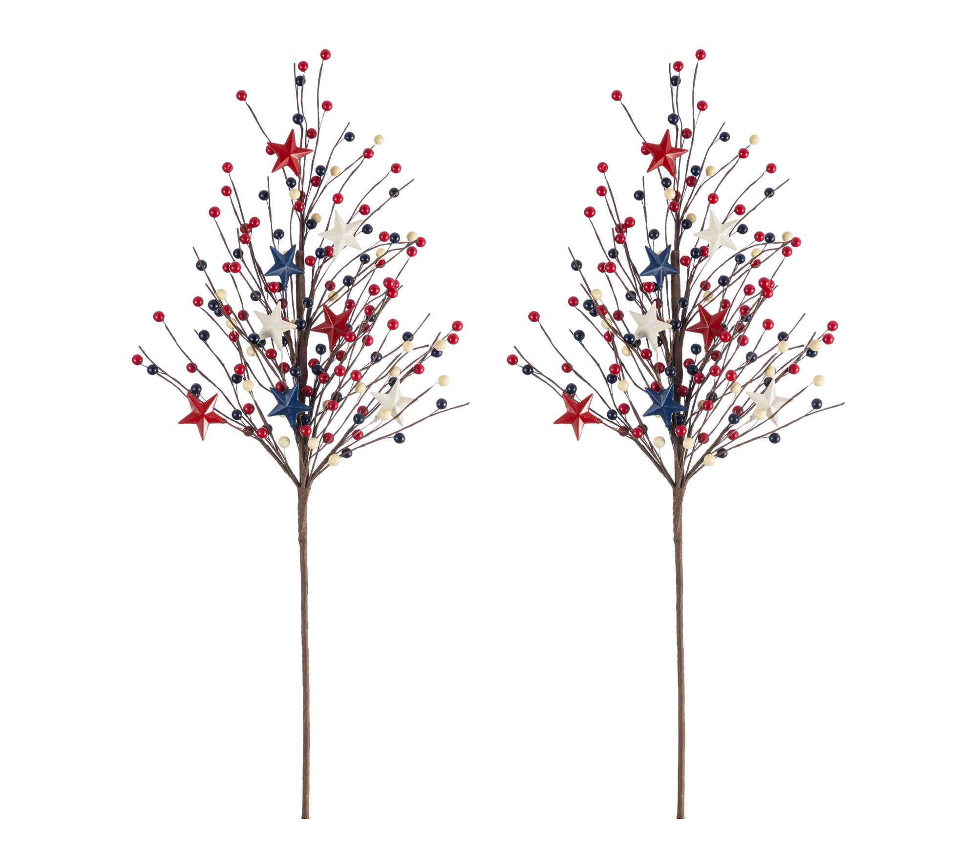 Glitzhome Set of 2 28"H Patriotic Americana Stars Berry Picks