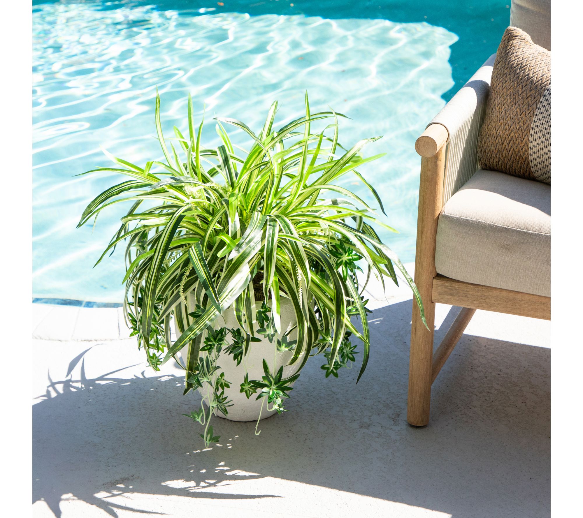 Nearly Natural 24-in UV Resistant Spider Bush -Set of 3