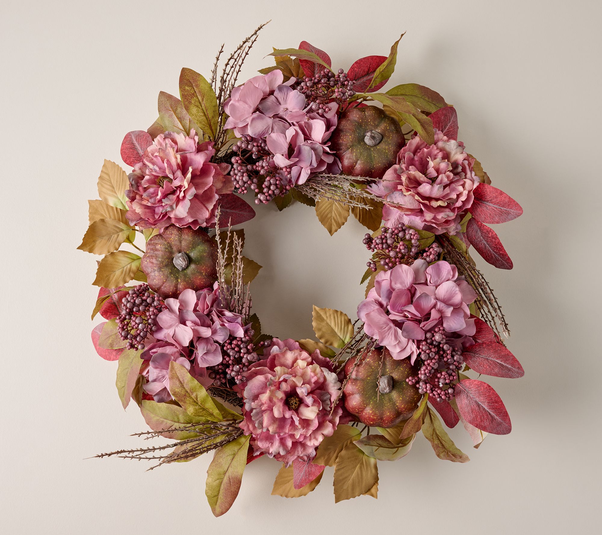 Home Reflections 23" Hydrangea and Pumpkin Wreath