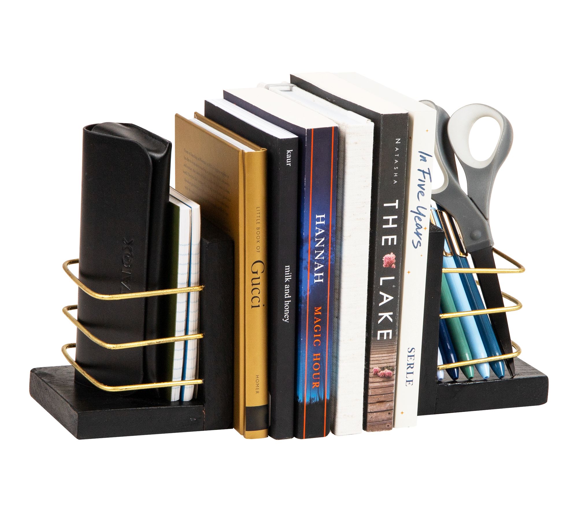 Mind Reader Decorative Basket Bookends Set of 2, Black