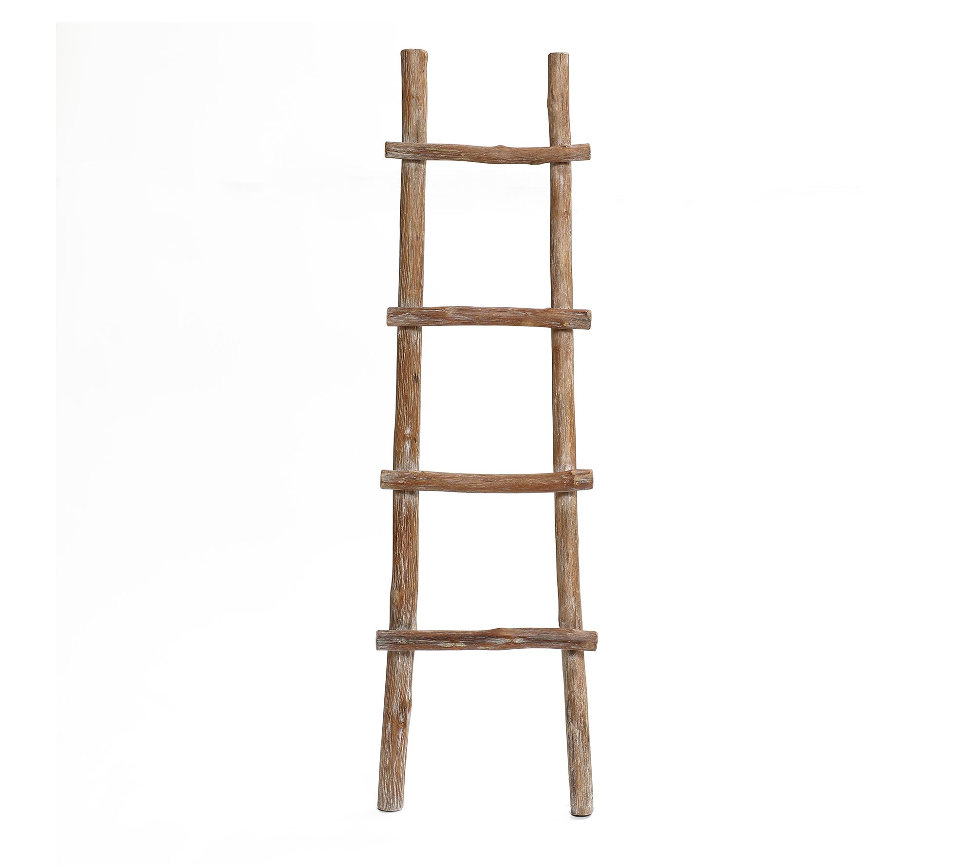 LuxenHome Solid Wood Natural 4-Rung Blanket Ladder