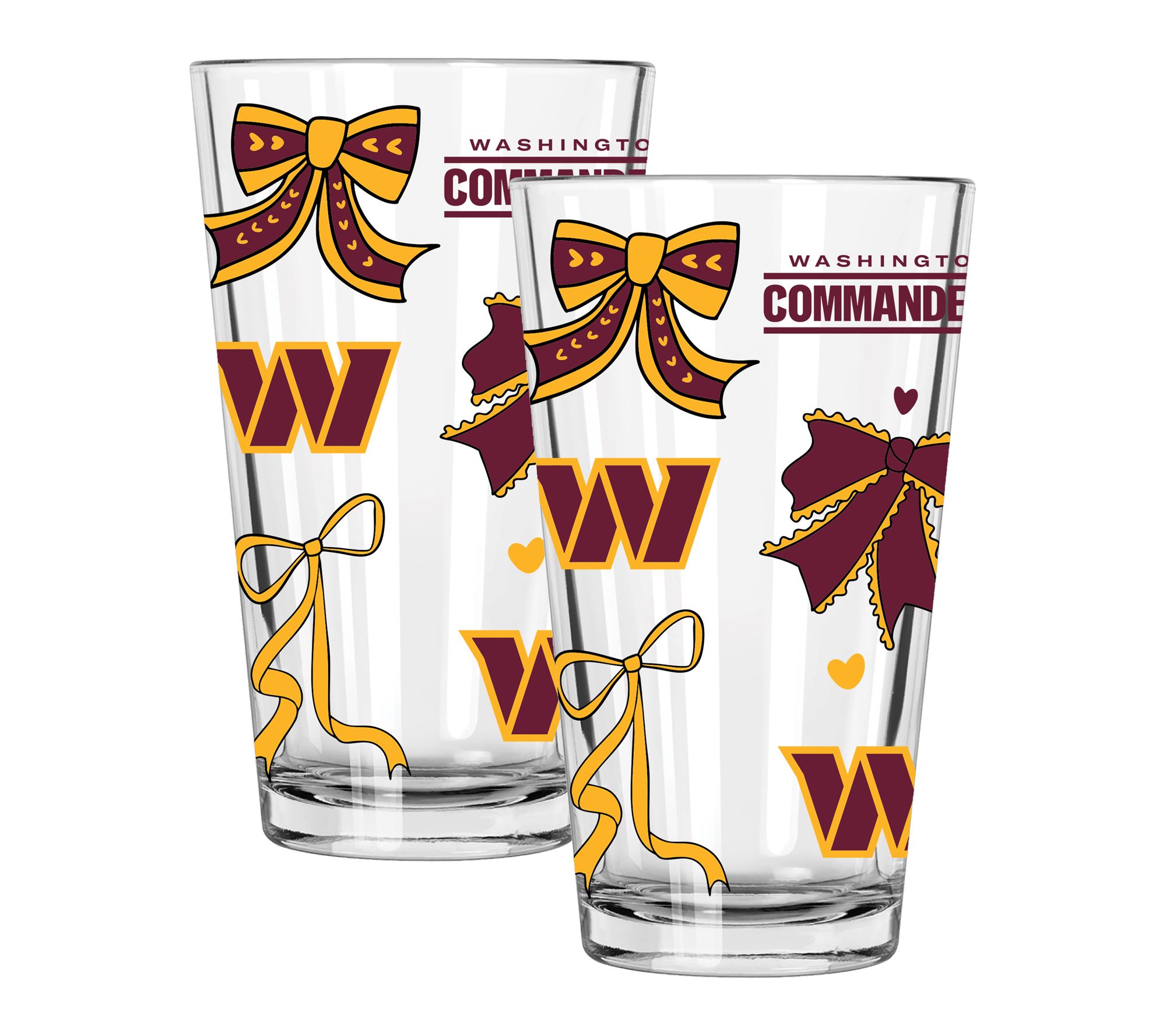 Memory Company NFL  2 pack 16oz Bow Pint Glass