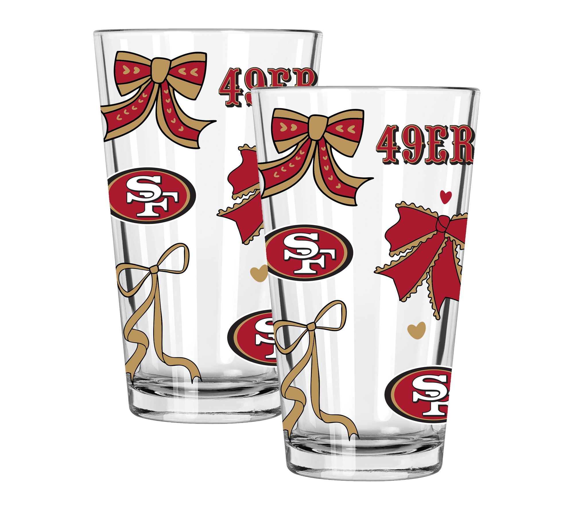 Memory Company NFL  2 pack 16oz Bow Pint Glass