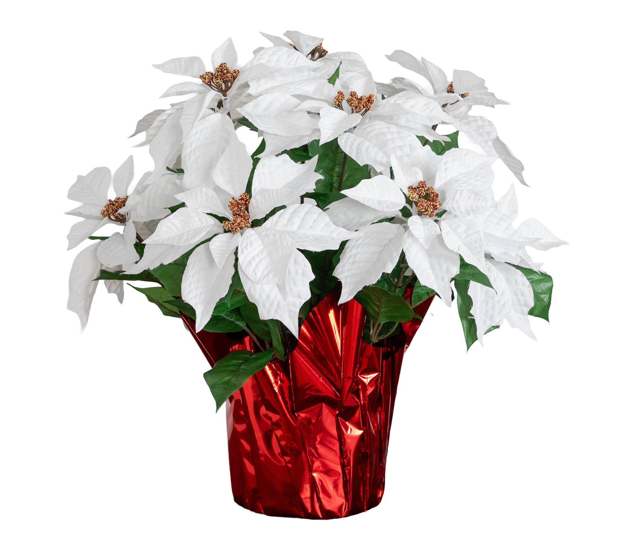 19-in Lush Poinsettia in Planter by Nearly Natural