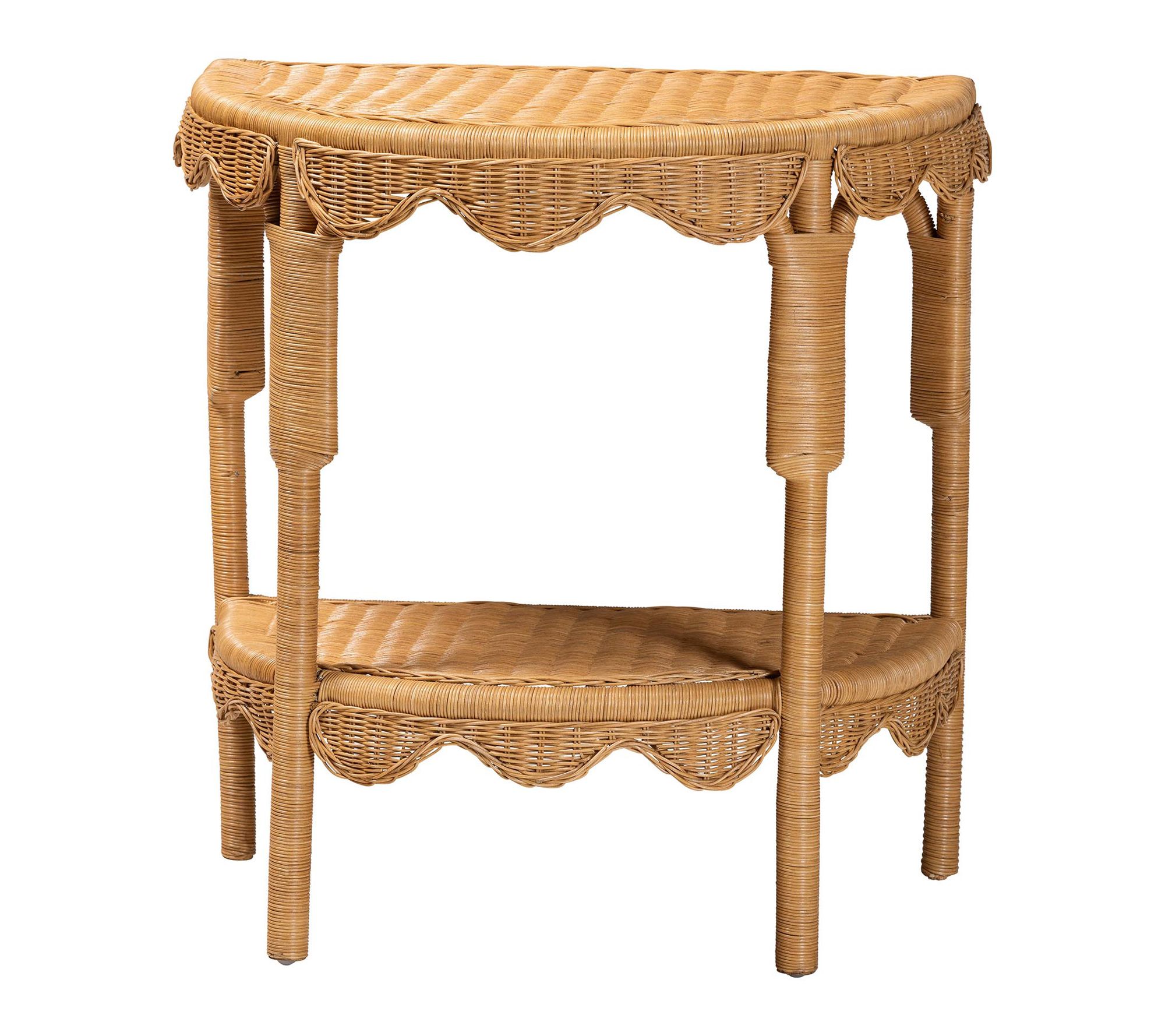 bali & pari Paisley Scallop Light Honey Rattan Console Table