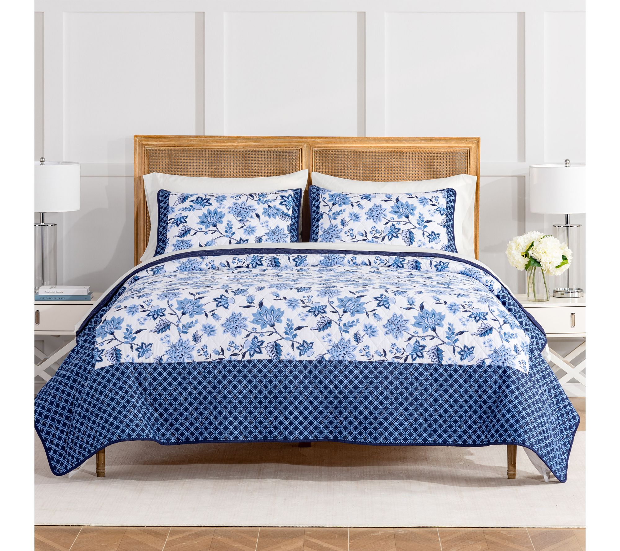 Draper James Co tton Microfiber Twin Quilt Set - Wallpaper Bl