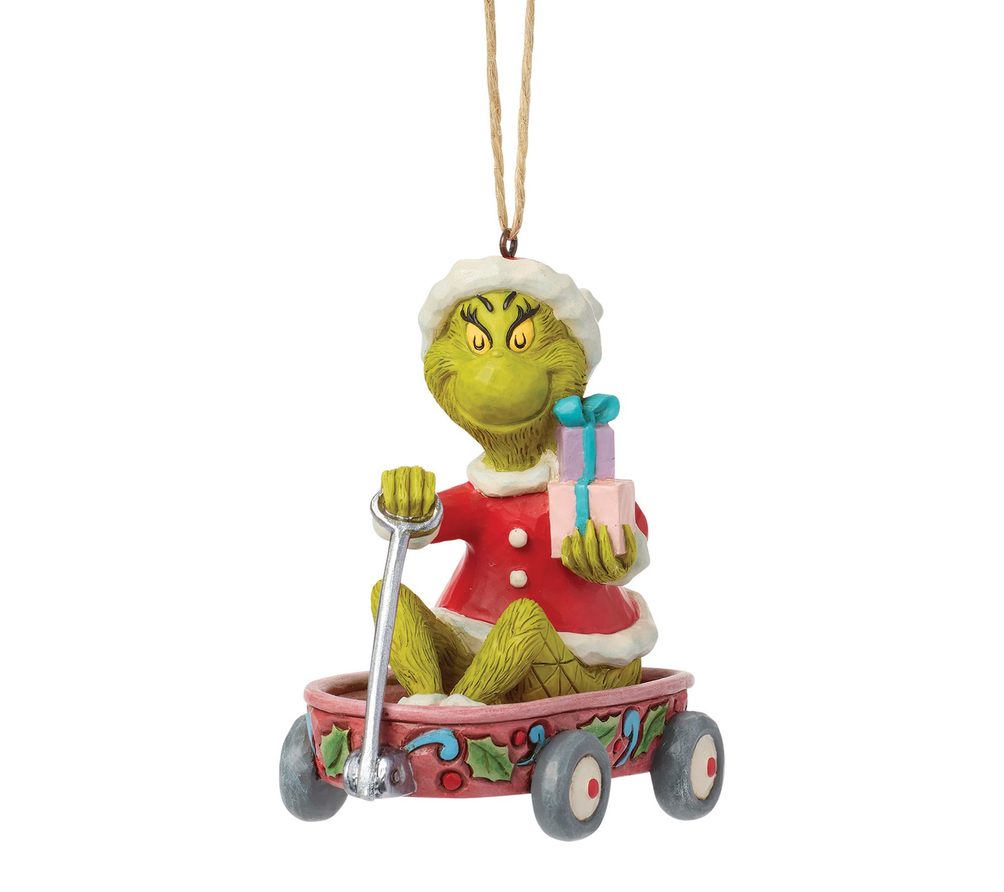 Jim Shore Grinch in Wagon Hanging Ornament 3.8in