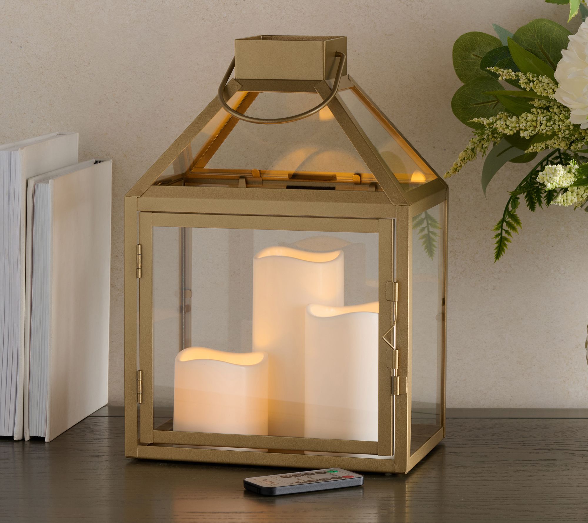 "As Is" Home Reflections 12" Lantern w/ 3pc Flameless Pillars