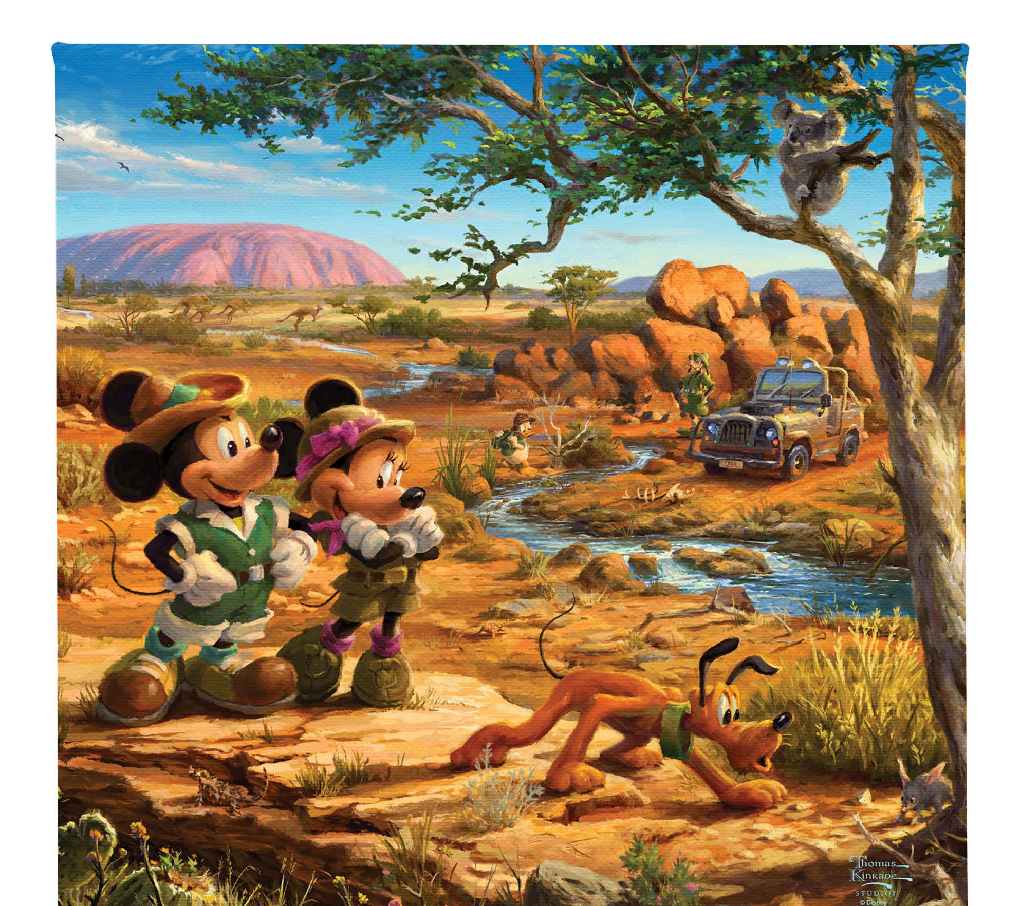 Thomas Kinkade Mickey&Minnie in the Outback 14x14 Gallery Wrap