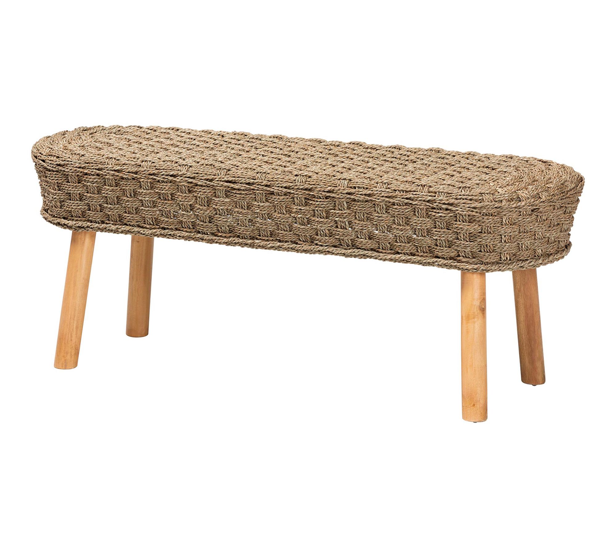 bali & pari Denver Natural Seagrass and Acacia Wood Bench