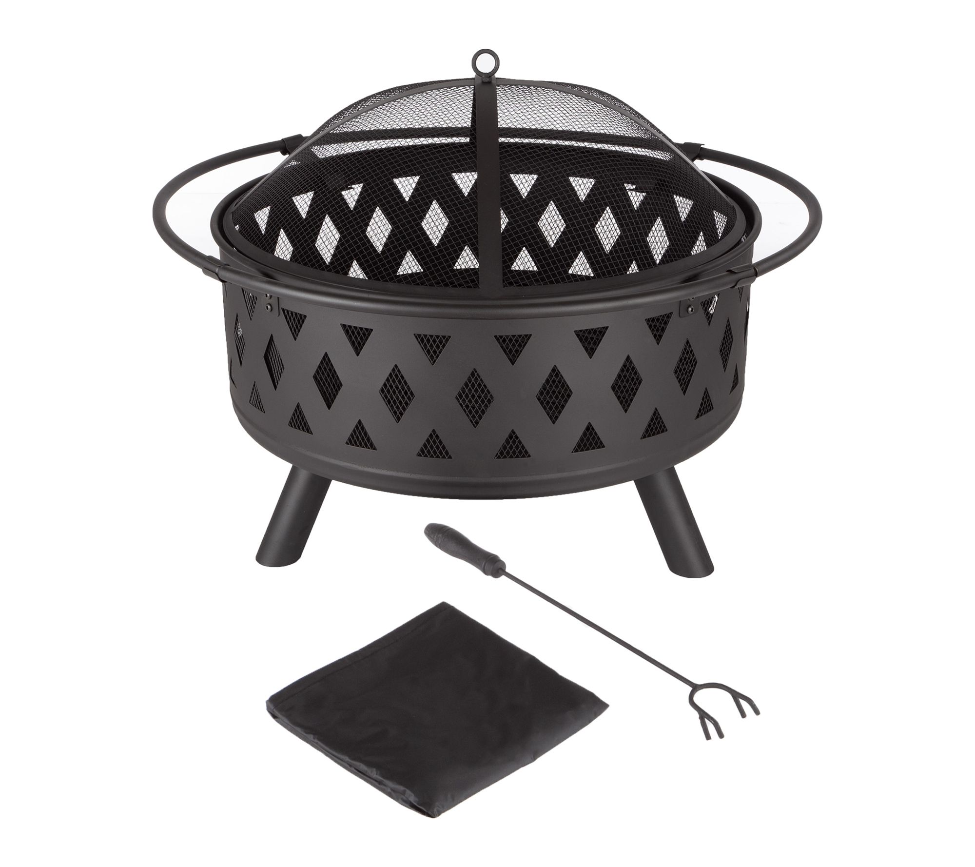 Pure Garden 32" Round Fire Pit Cross-Weave Steel Bowl