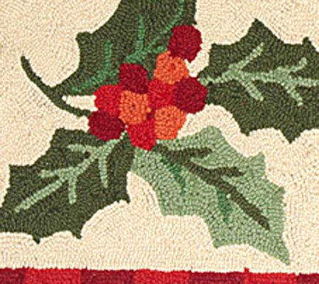 Royal Palace Holly Berry Hand Hooked Wool Accent Rug - QVC.com