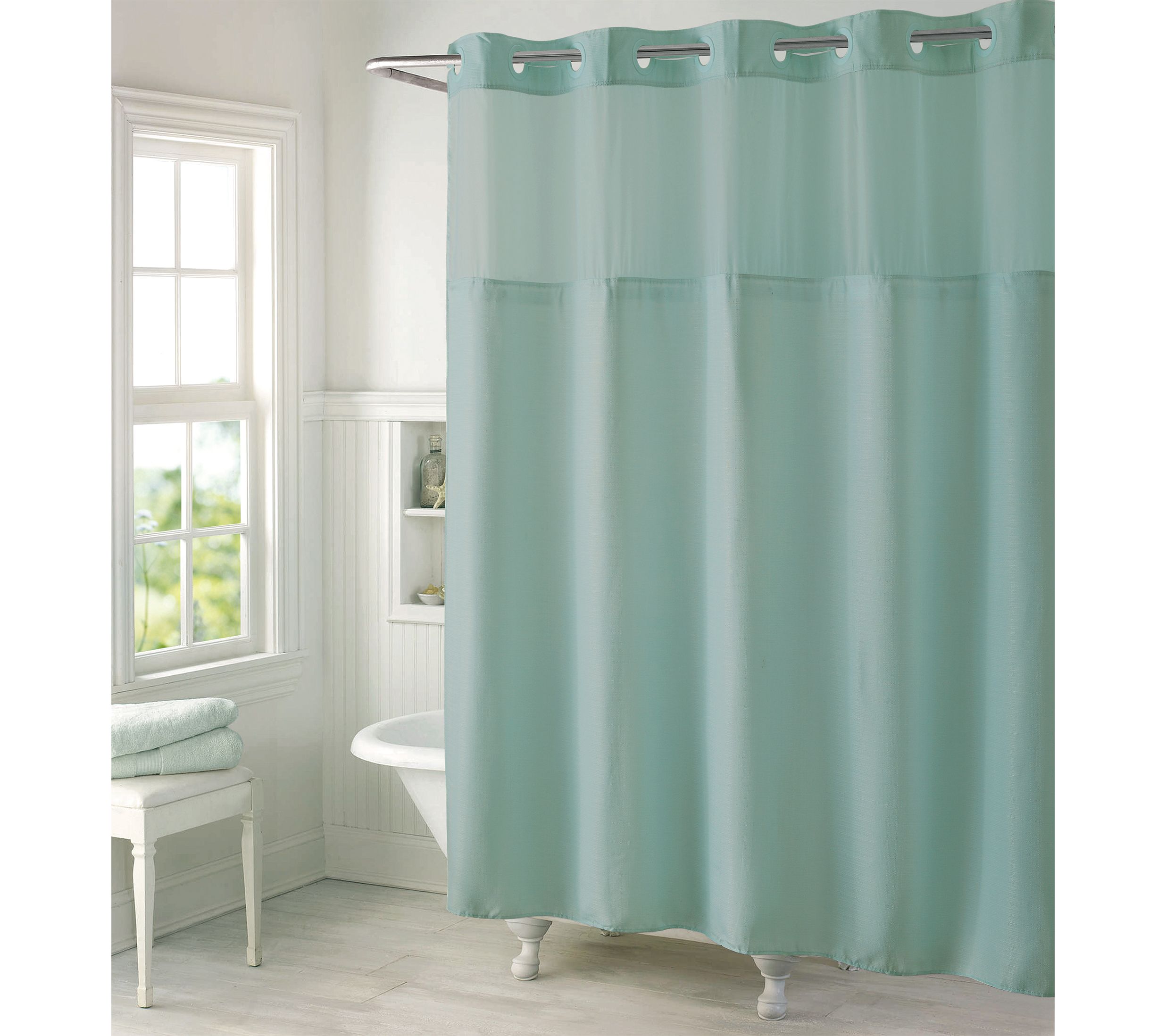 Hookless High Point Linen Shower Curtain w. Fabric Liner