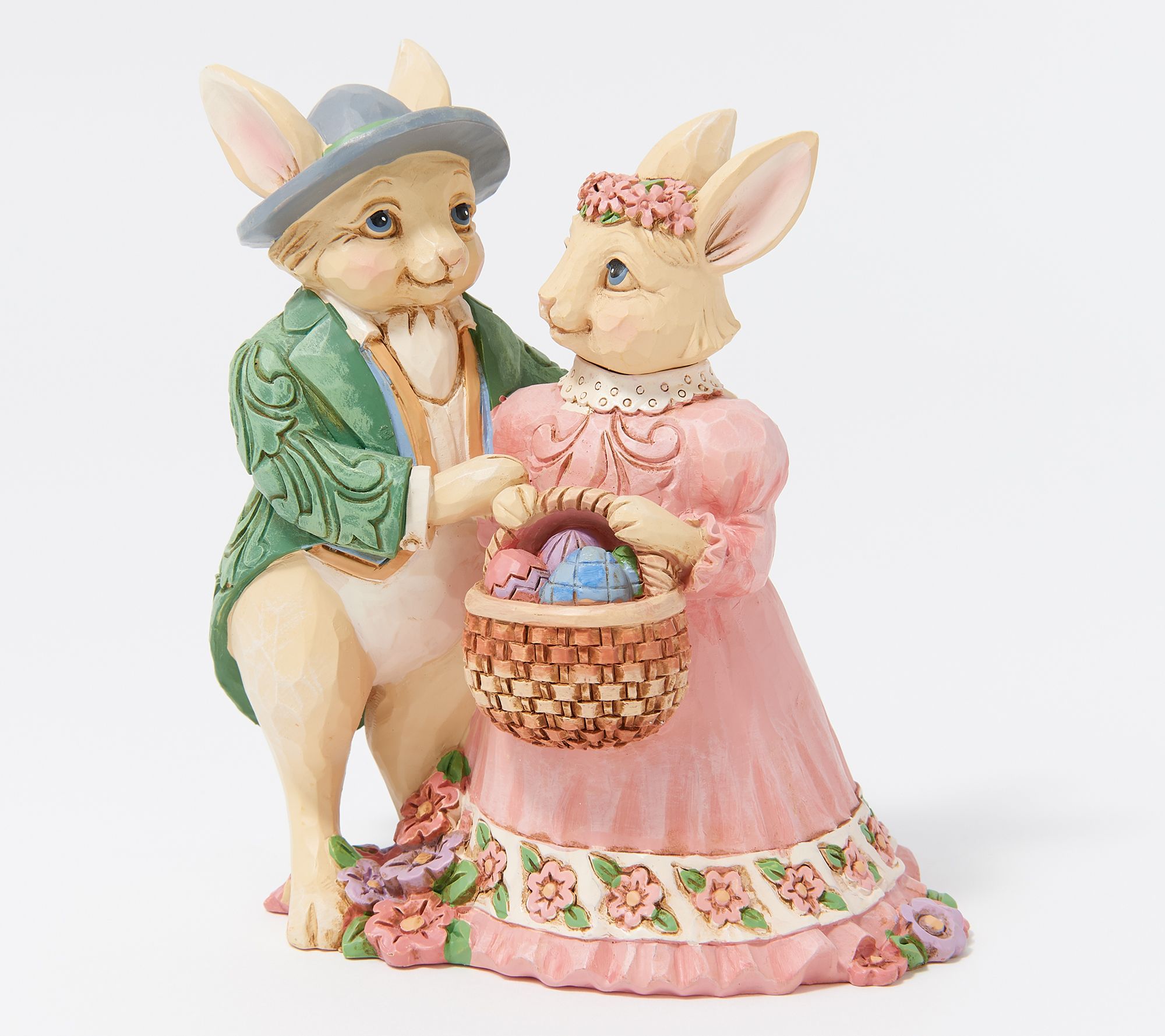 Jim Shore Heartwood Creek Bunny Couple with Easter Basket - QVC.com