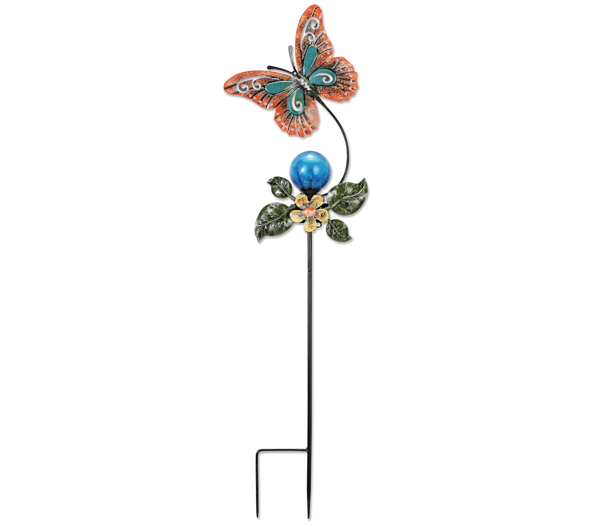 SVD Aqua/Orange Changing Color Butterfly SolarGarden Stake