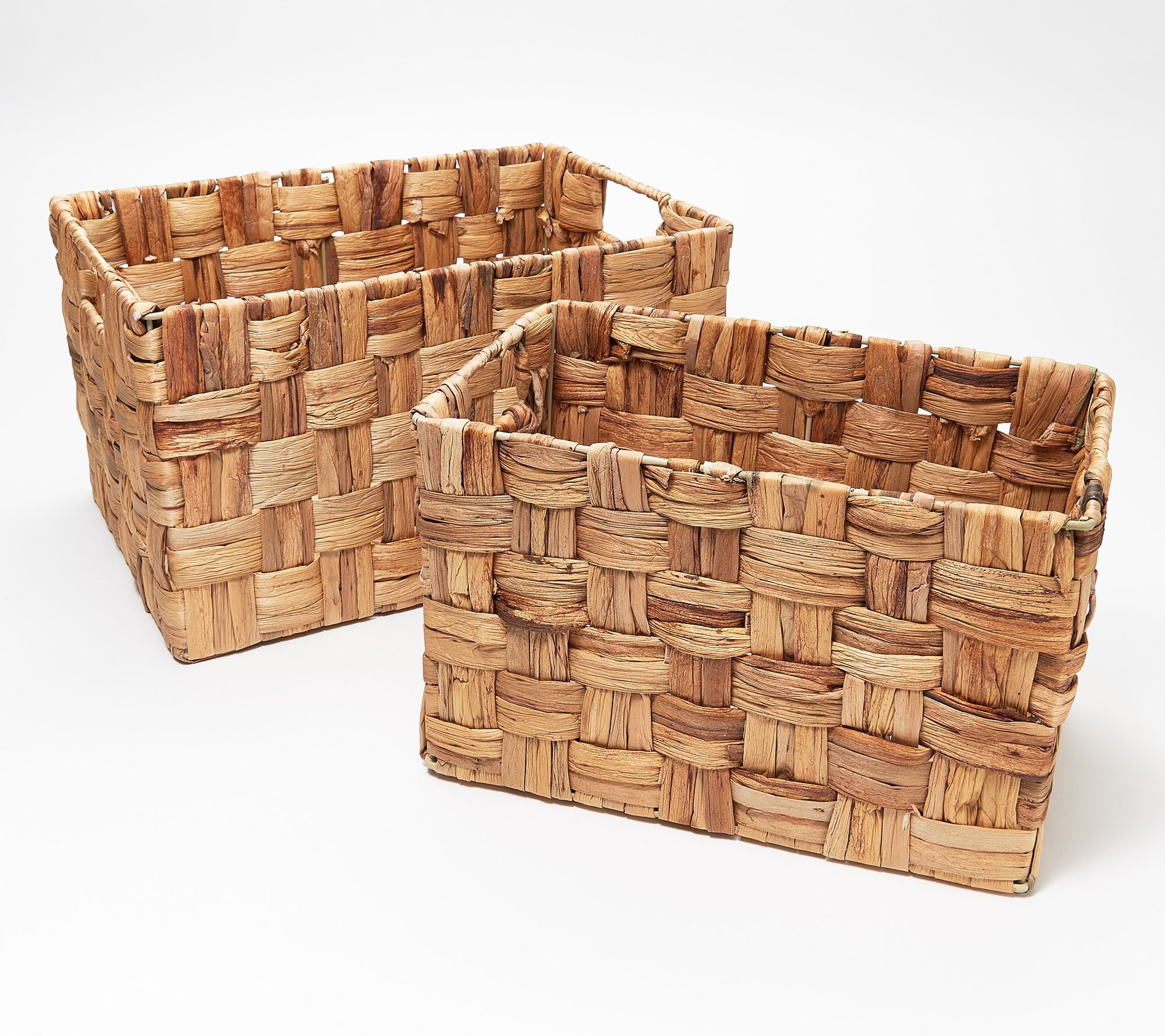 Pacific Thyme Set of 2 Nesting Woven Water Hyacinth Storage Baskets