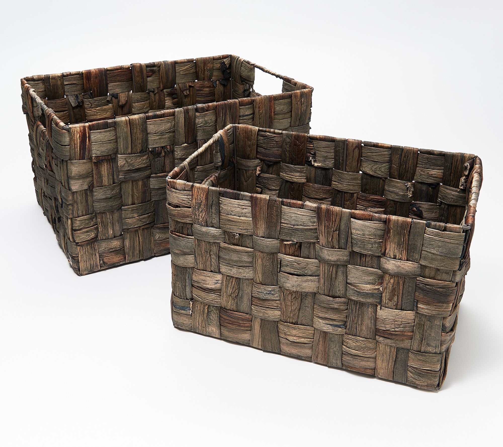 Pacific Thyme Set of 2 Nesting Woven Water Hyacinth Storage Baskets