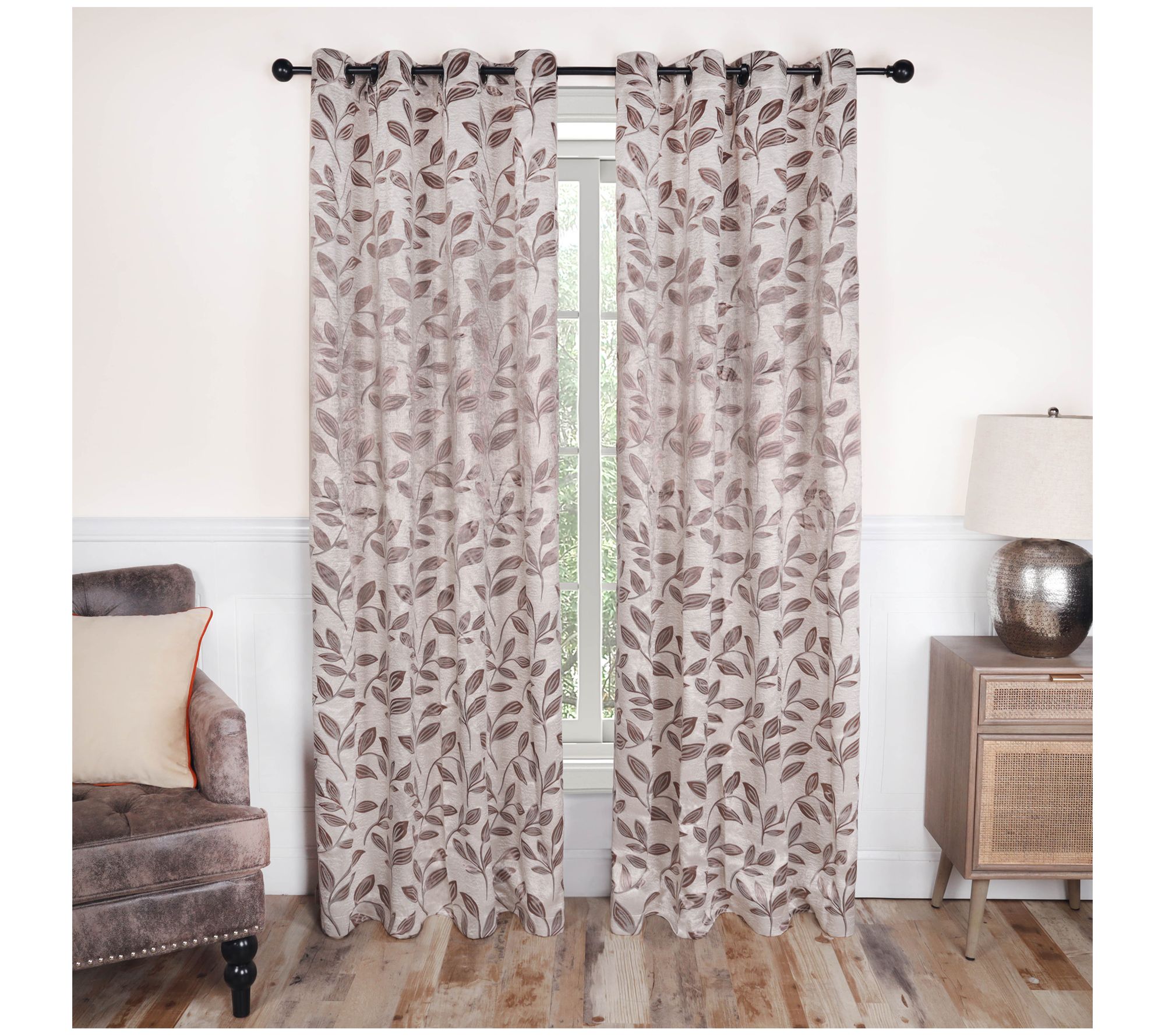 Superior Leaves Blackout Panel Curtains (Set Of2), 52 X 108