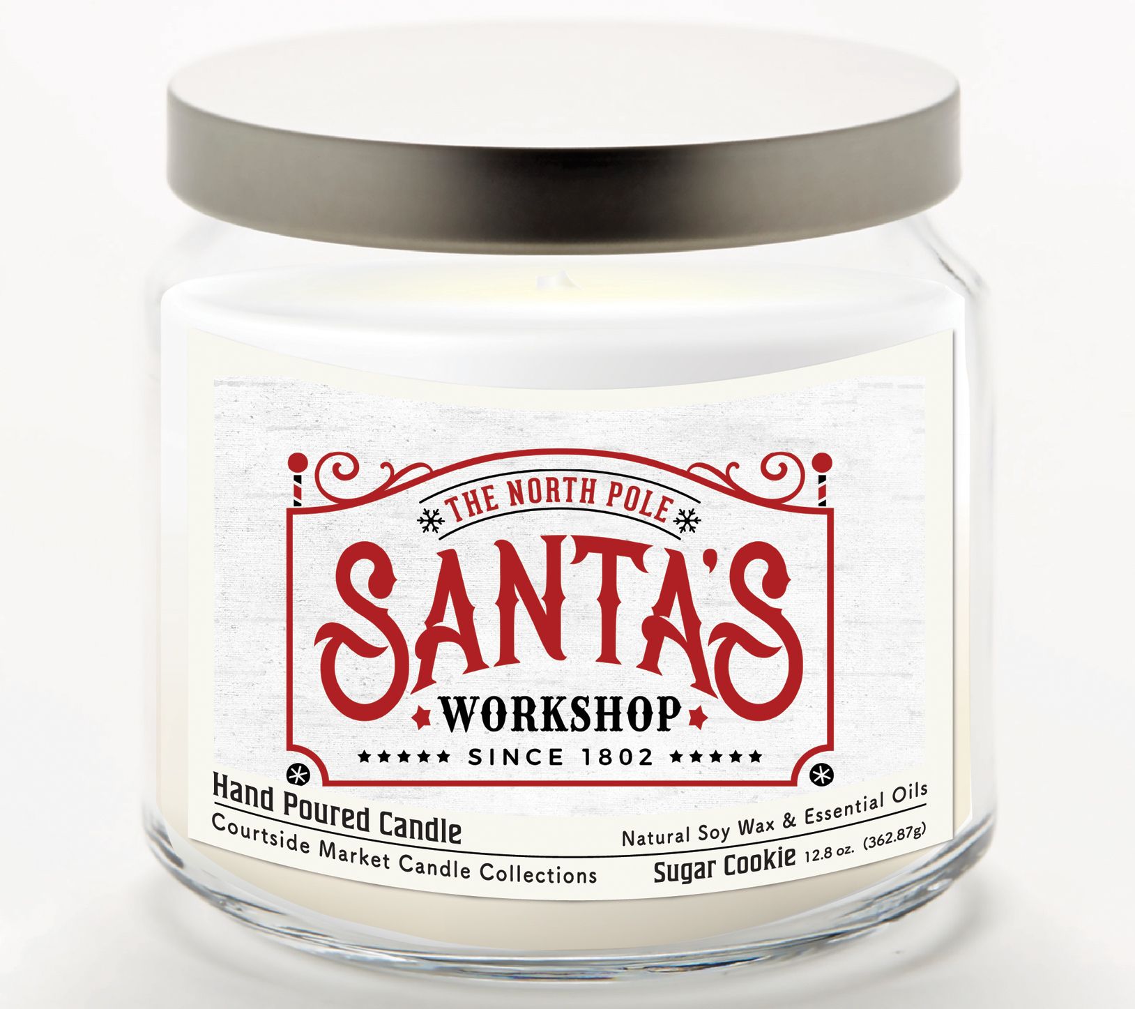 Courtside Market Santa's Workshop Candle Glassar 12.8 oz