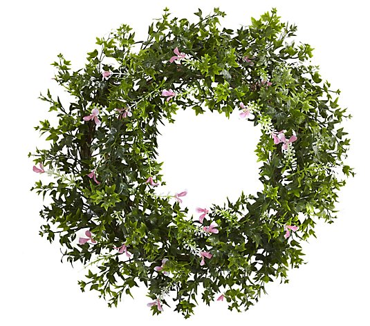 18" Mini Ivy & Floral Double Wreath by Nearly Natural