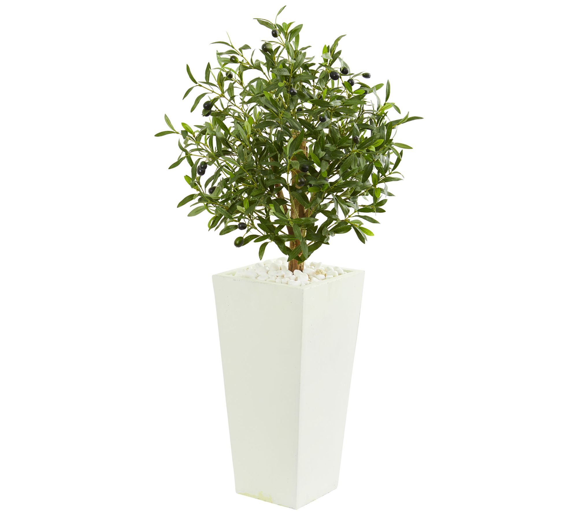 3.5' Olive Tree in White Planter by Nearly Natural