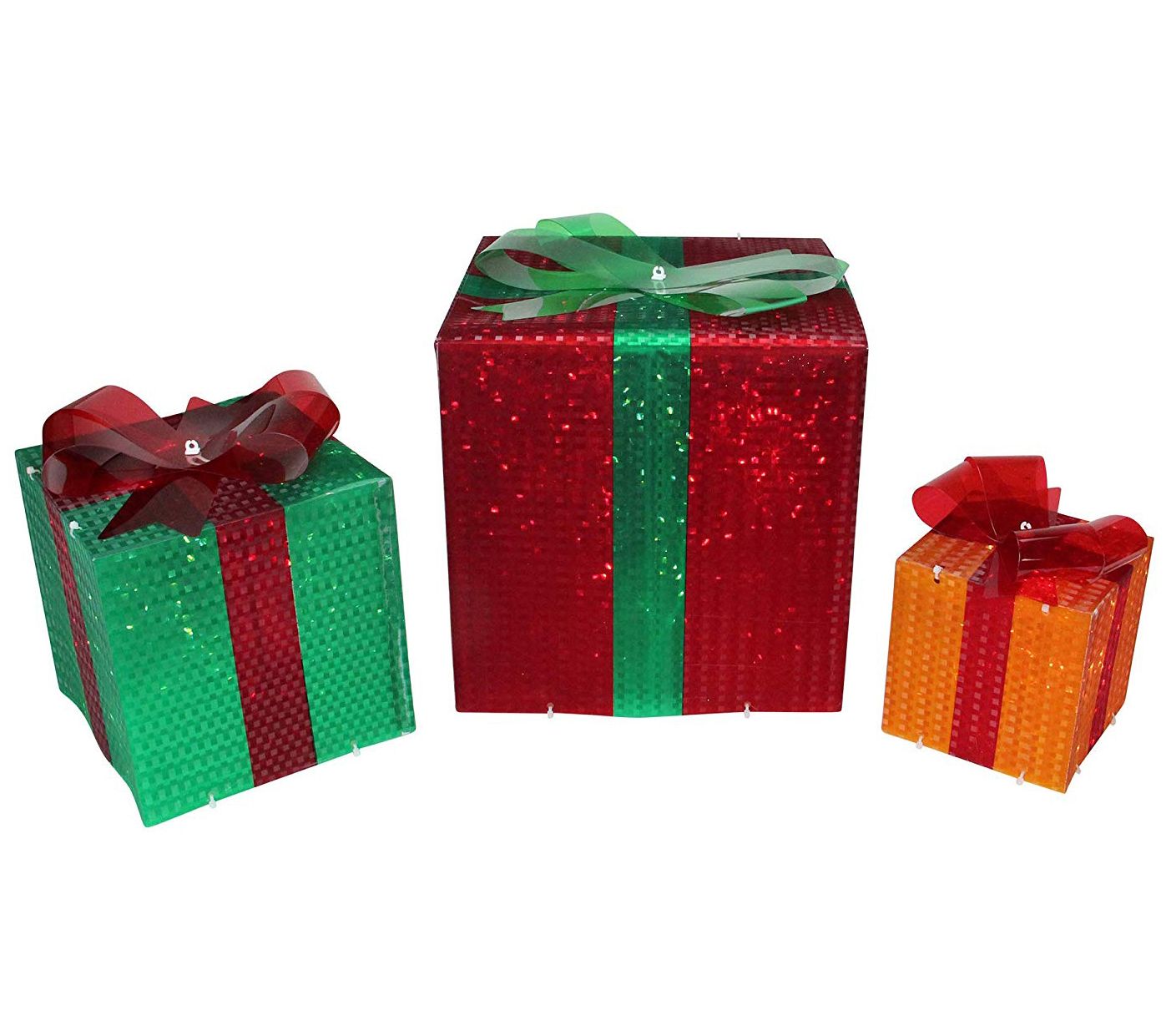 Northlight 3-Piece Lighted Gift Box & Bow Christmas Decoration