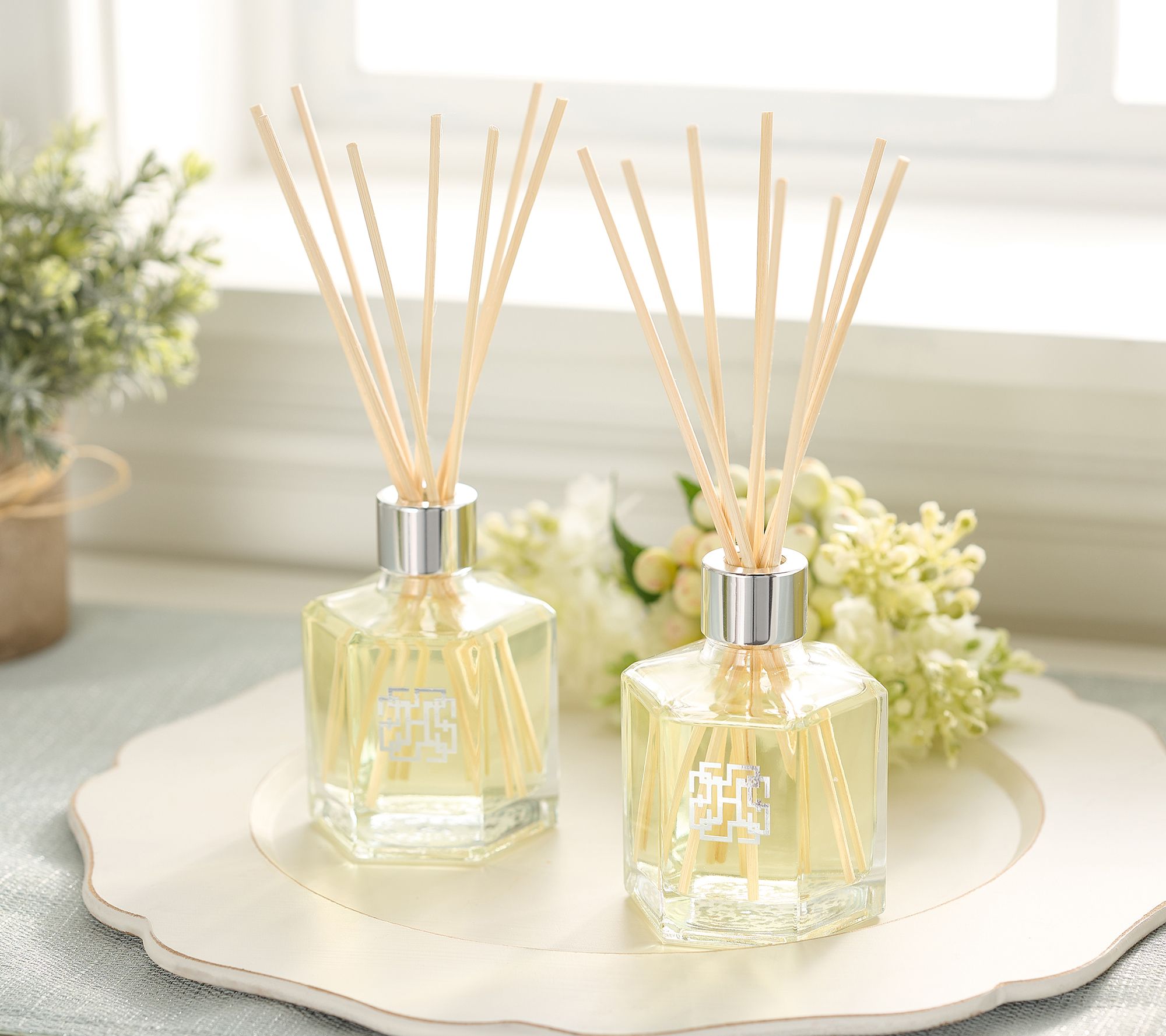 HomeWorx by Slatkin & Co. S/2 Gardenia Fig Reed Stick Diffusers - QVC.com