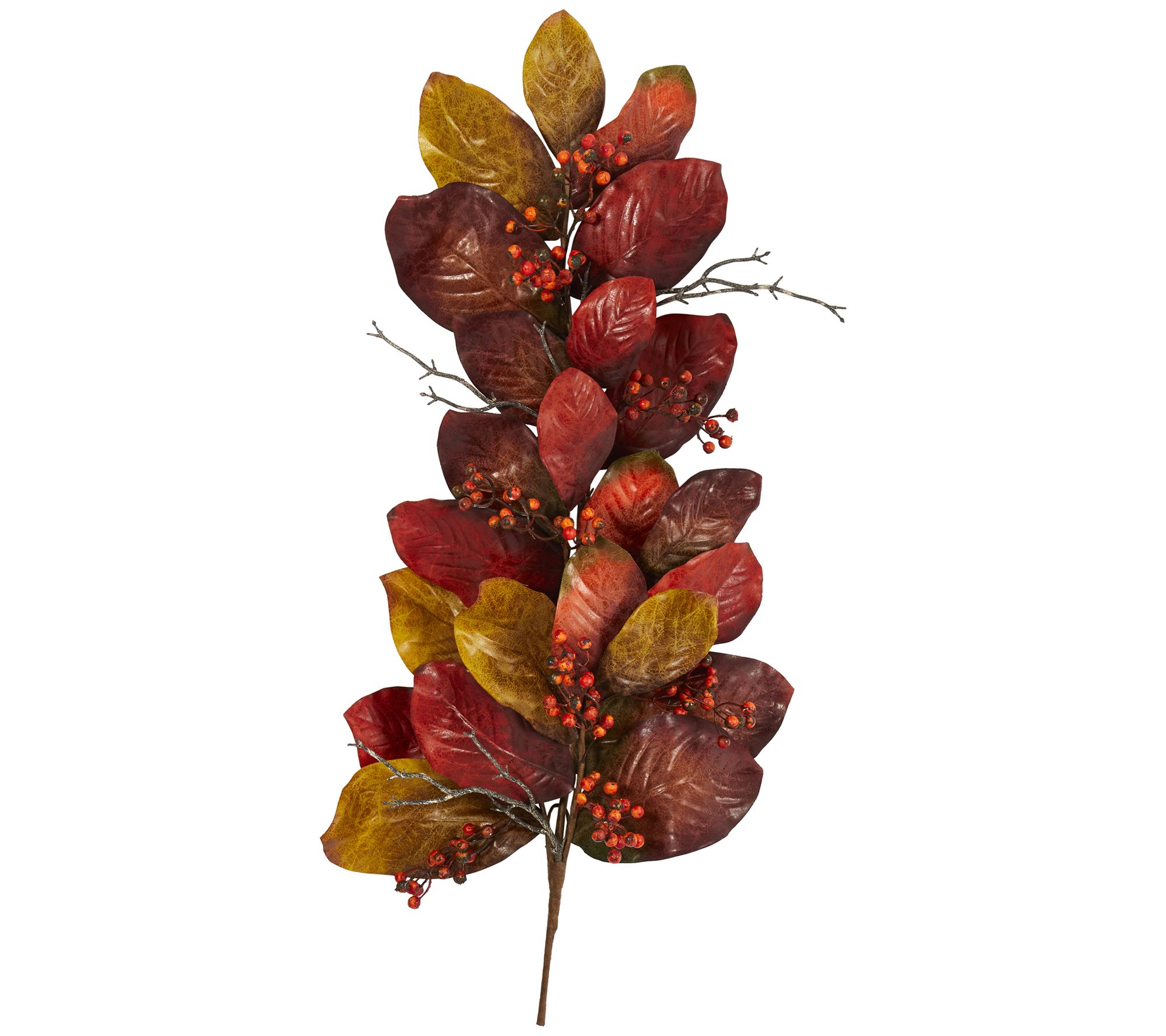 Nearly Natural 36" Autumn Magnolia Leaf with Beries Teardrop