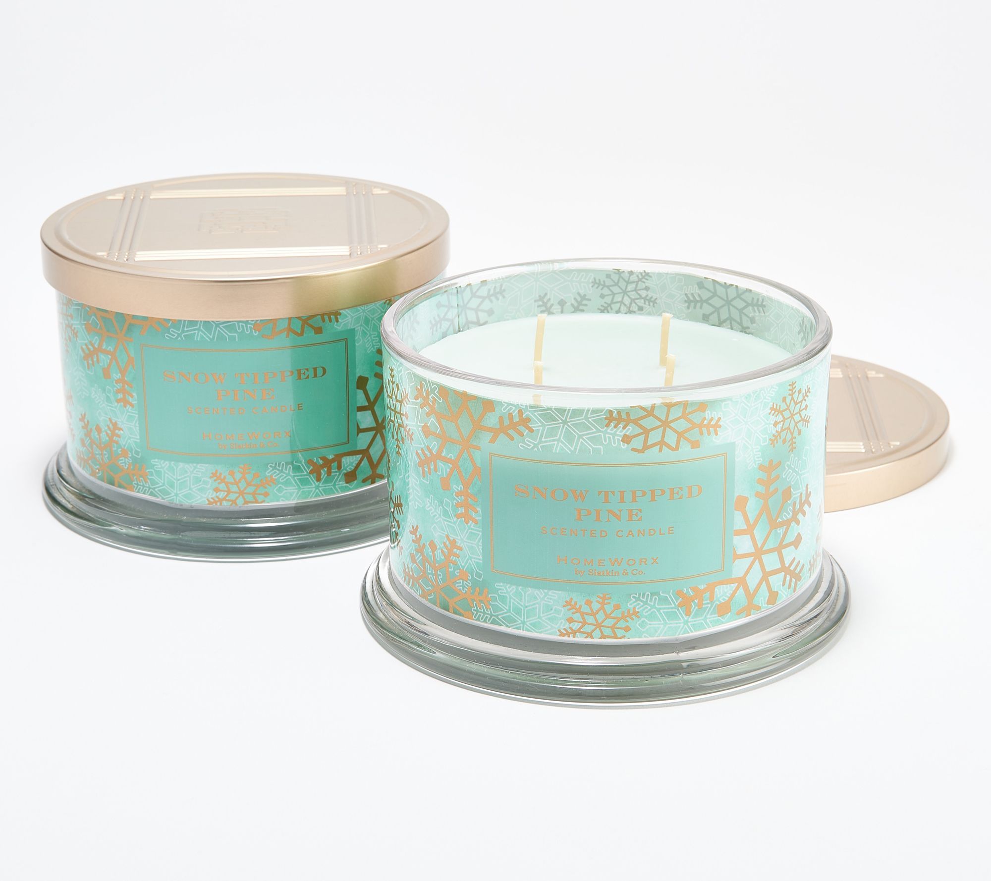 "As Is" HomeWorx by Slatkin & Co. S/2 Snow Pine 18oz Candles