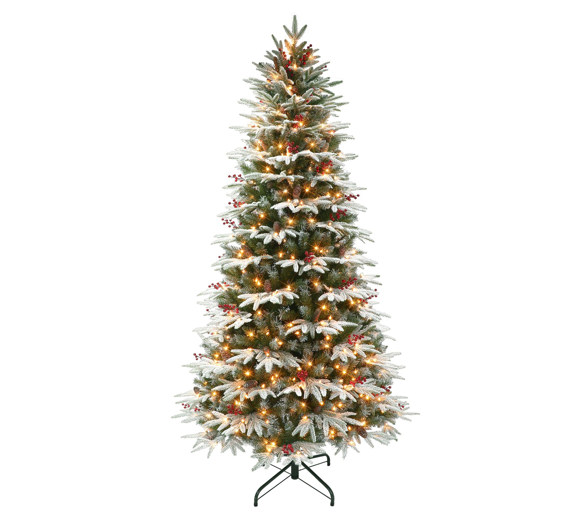 Puleo 7.5' Prelit Slim Flocked Halifax Fir Tree
