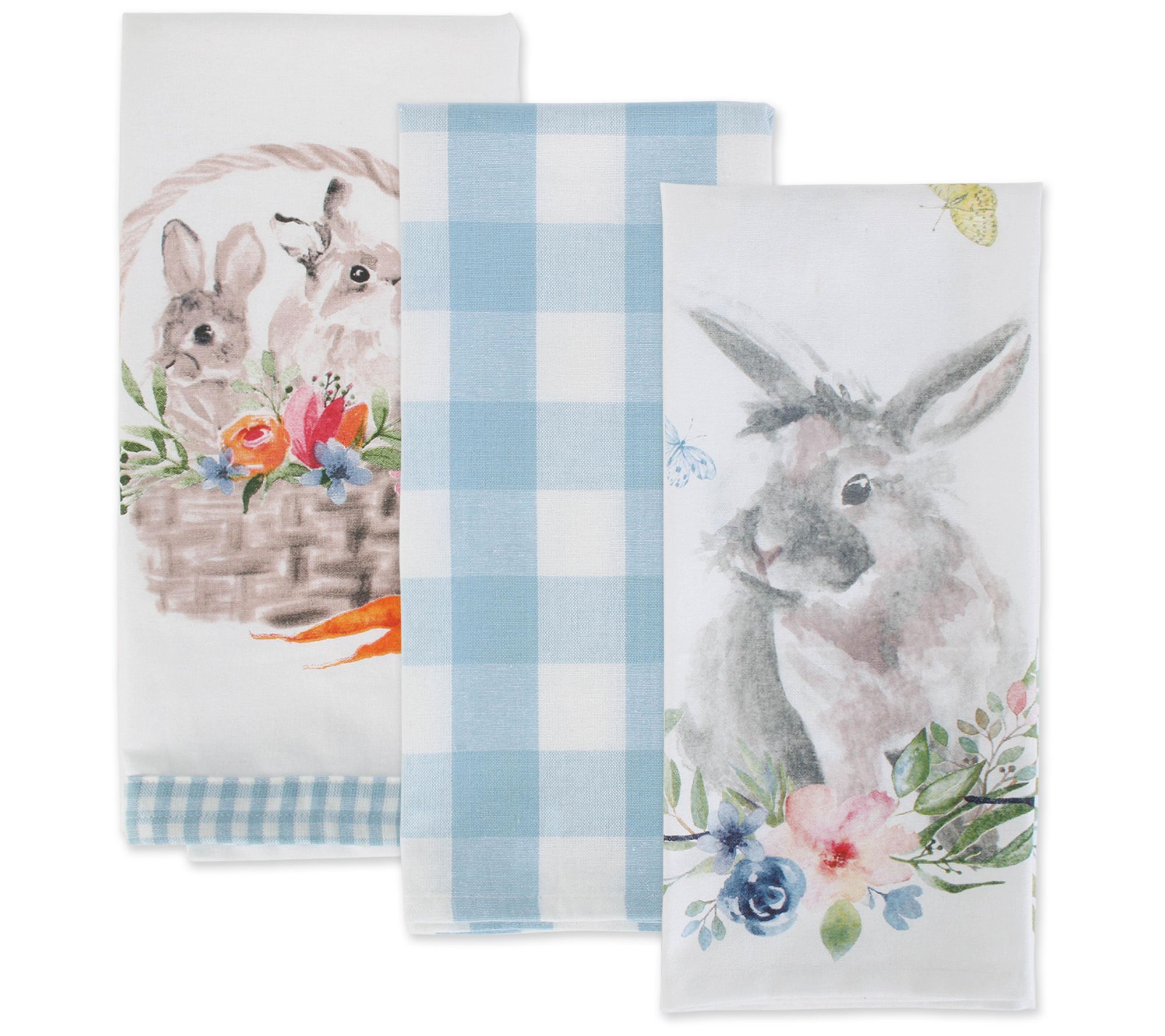 BUNNY RABBIT EASTER SET 2 HAND TOWELS EMBROIDERED by laura 