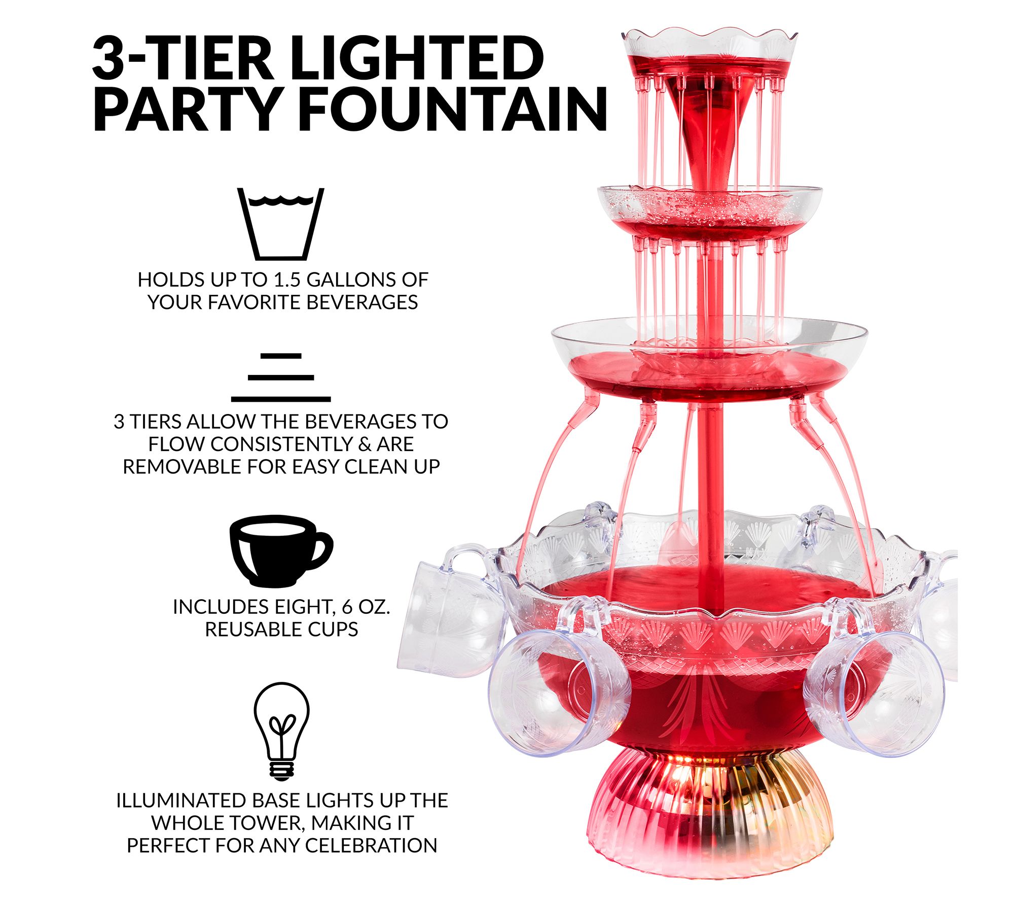 GREAT NORTHERN 3-Tier 1.5 Gal Party Drink Dispenser - Fountain