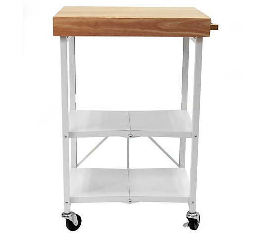 Origami Kitchen Cart Qvc Com, Origami Folding Kitchen Island Cart With Wheels