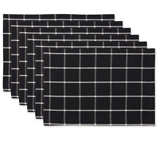 Design Imports Set of 6 Check Placemats