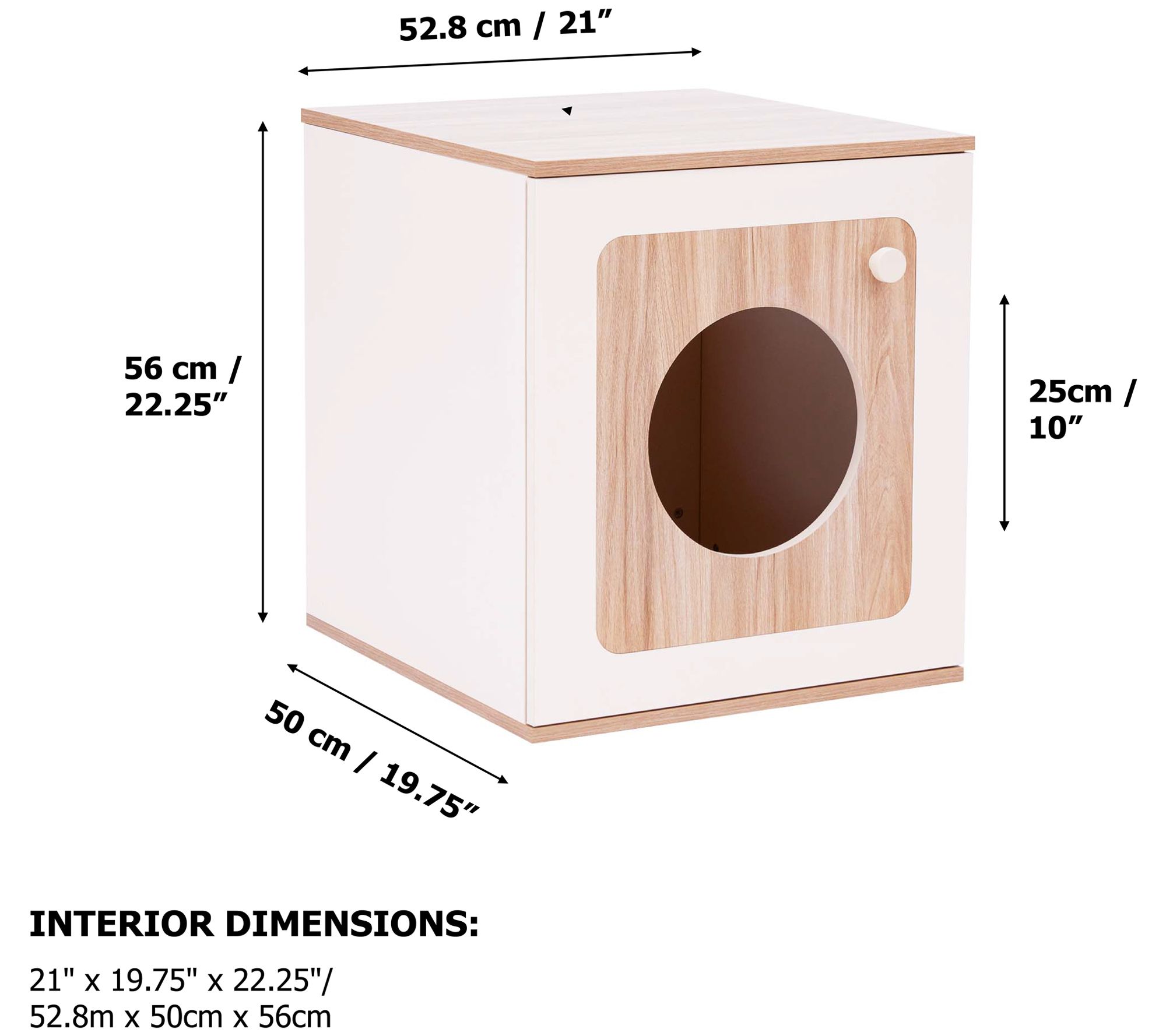 Teamson Pets Wooden Cat Litter Box Enclosed Side Table