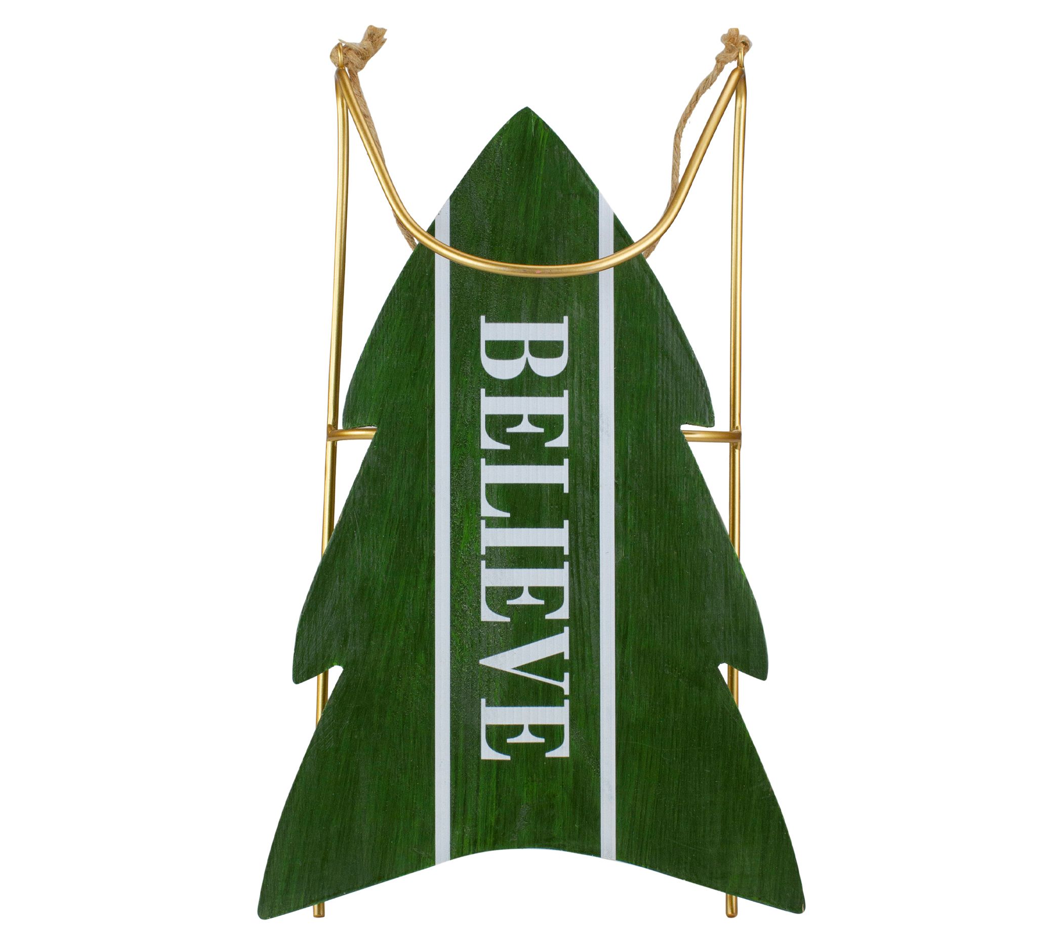 Northlight Green Wooden "Believe" Christmas Sled Decoration