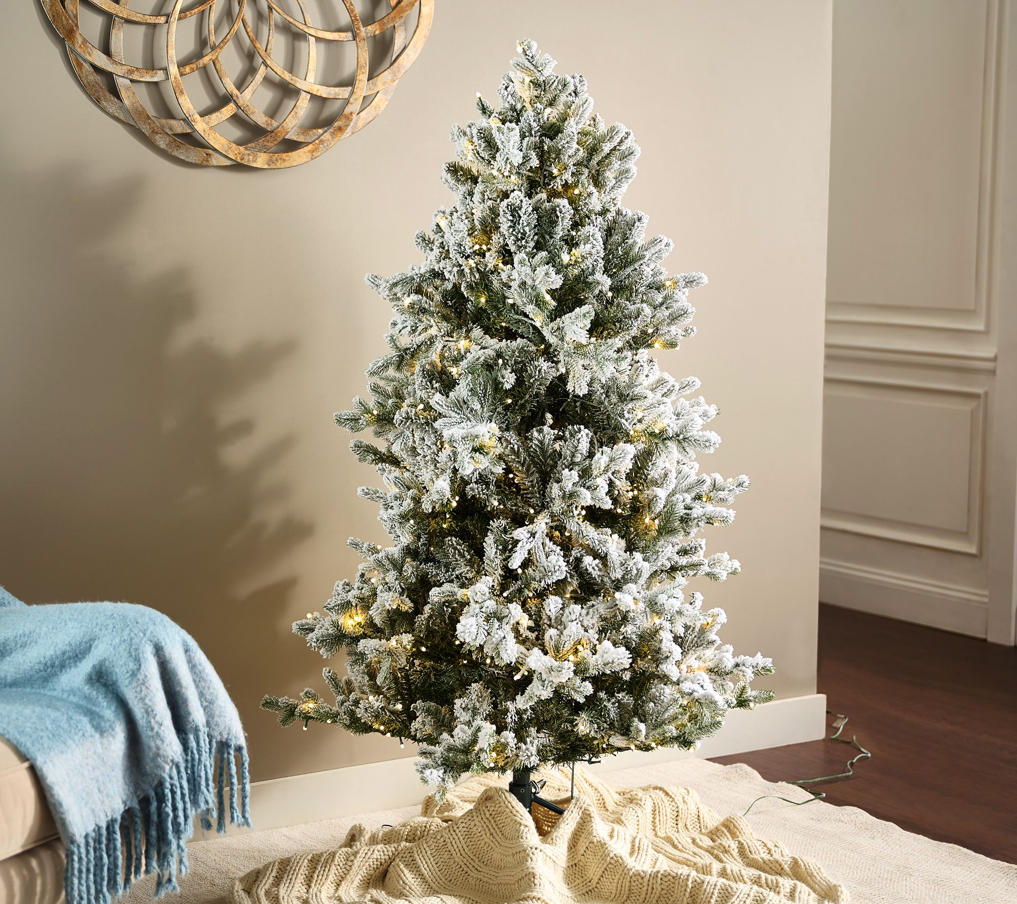 Home Reflections 6.5' Flocked Starry Light LED Spruce Tree - QVC.com
