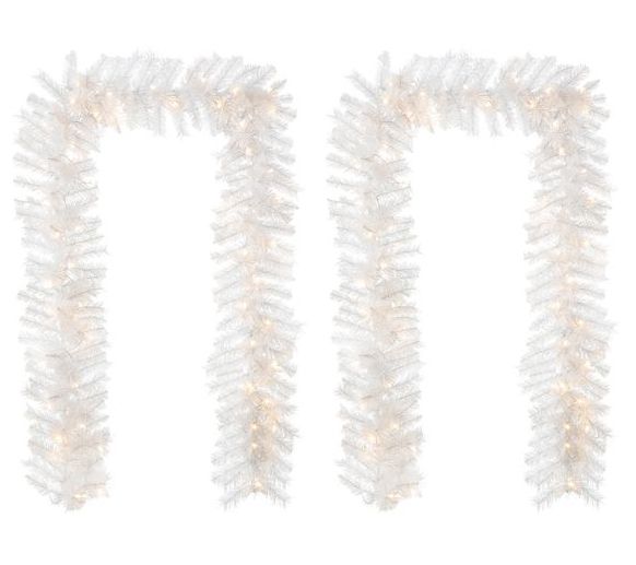 Glitzhome 9ft Pre-Lit LED Christmas Garlands, with Timer S/2