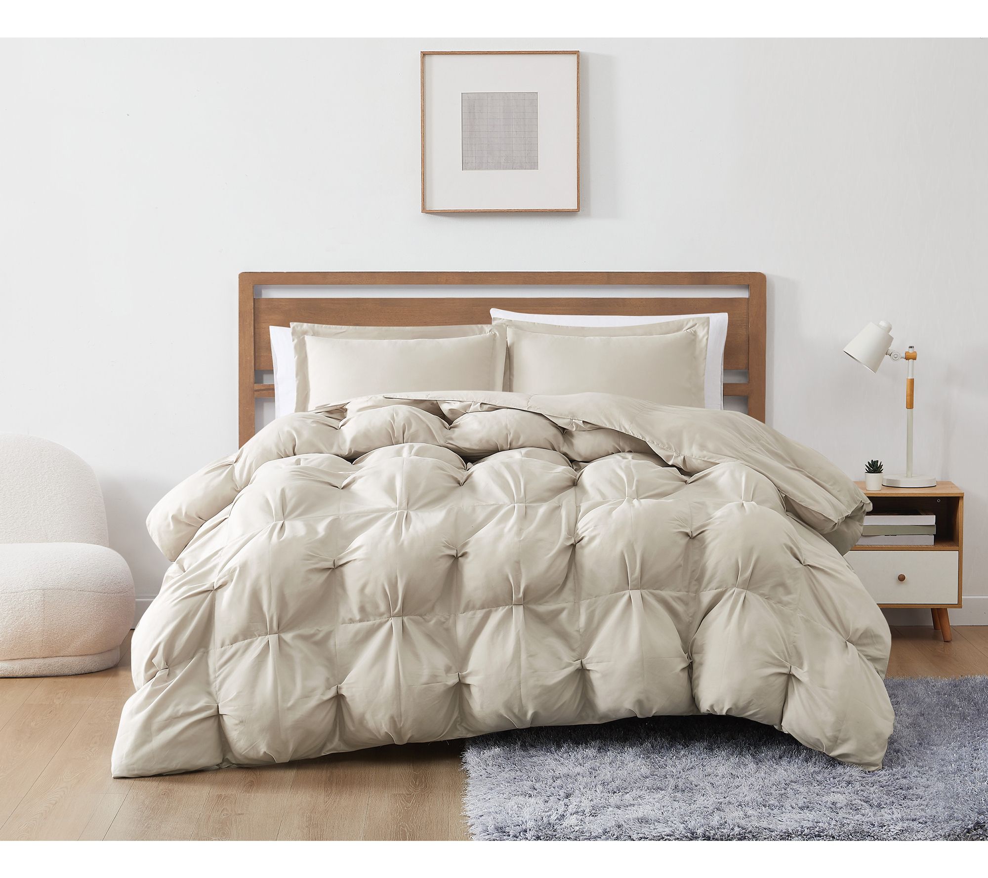 Frye Faux Fur 3 piece Comforter Set Cream/Beige KING for sale