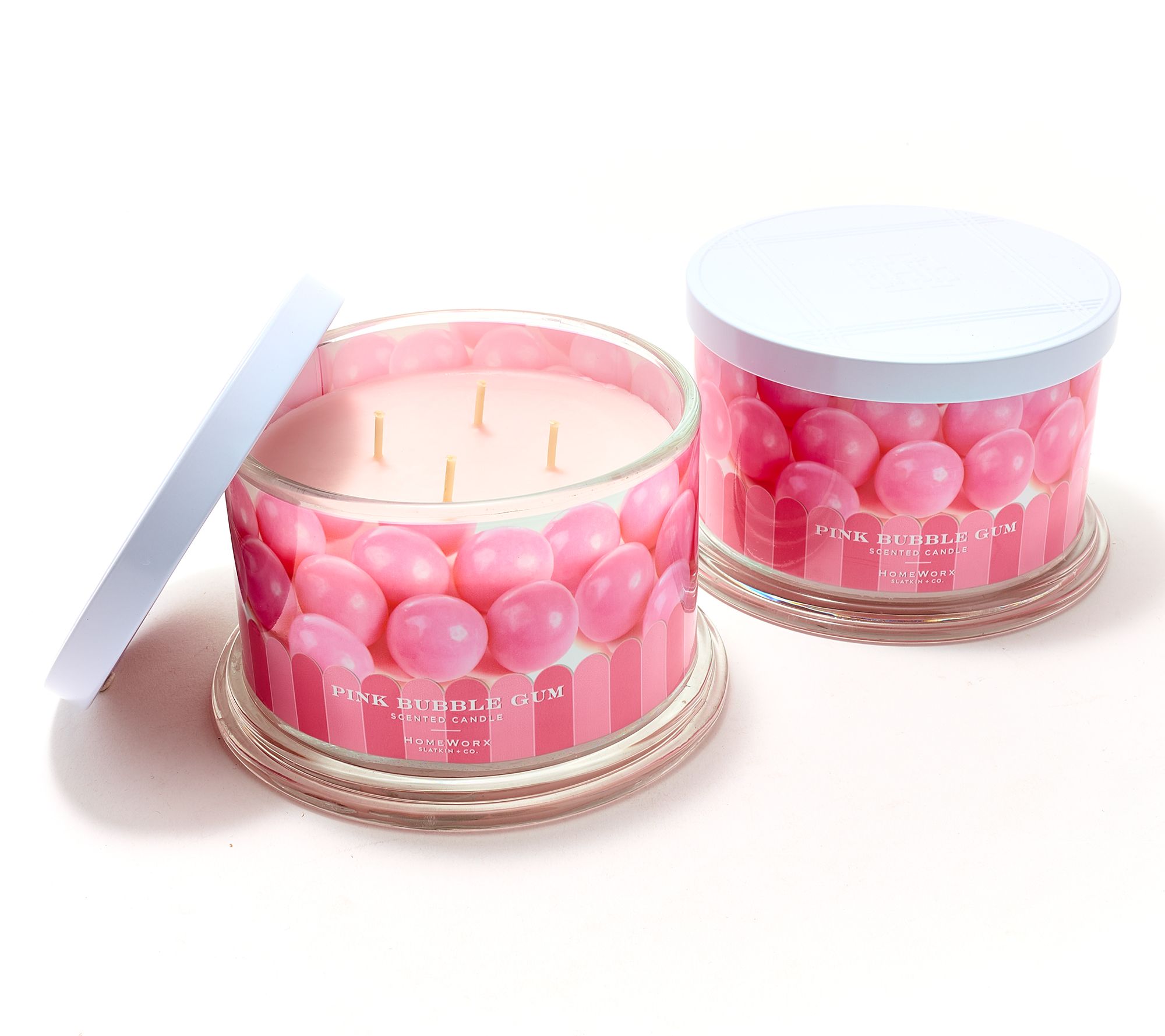 HomeWorx by Slatkin + Co. Set of 2 Pink Bubblegum 18oz. Candles | QVC