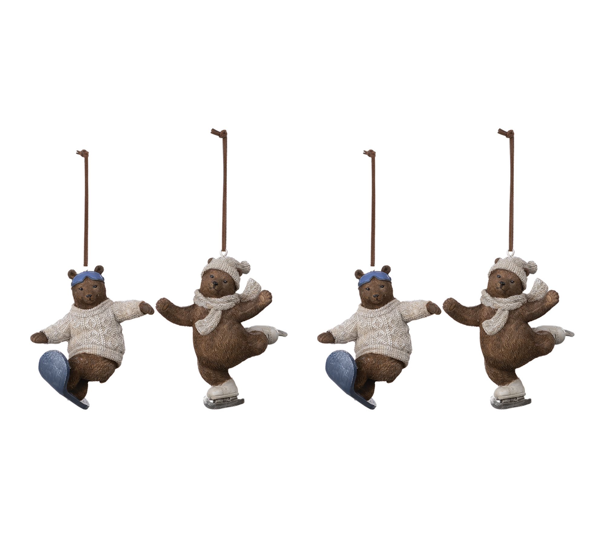 Melrose Skate and Snowboard Bear Ornament (Set of 4)