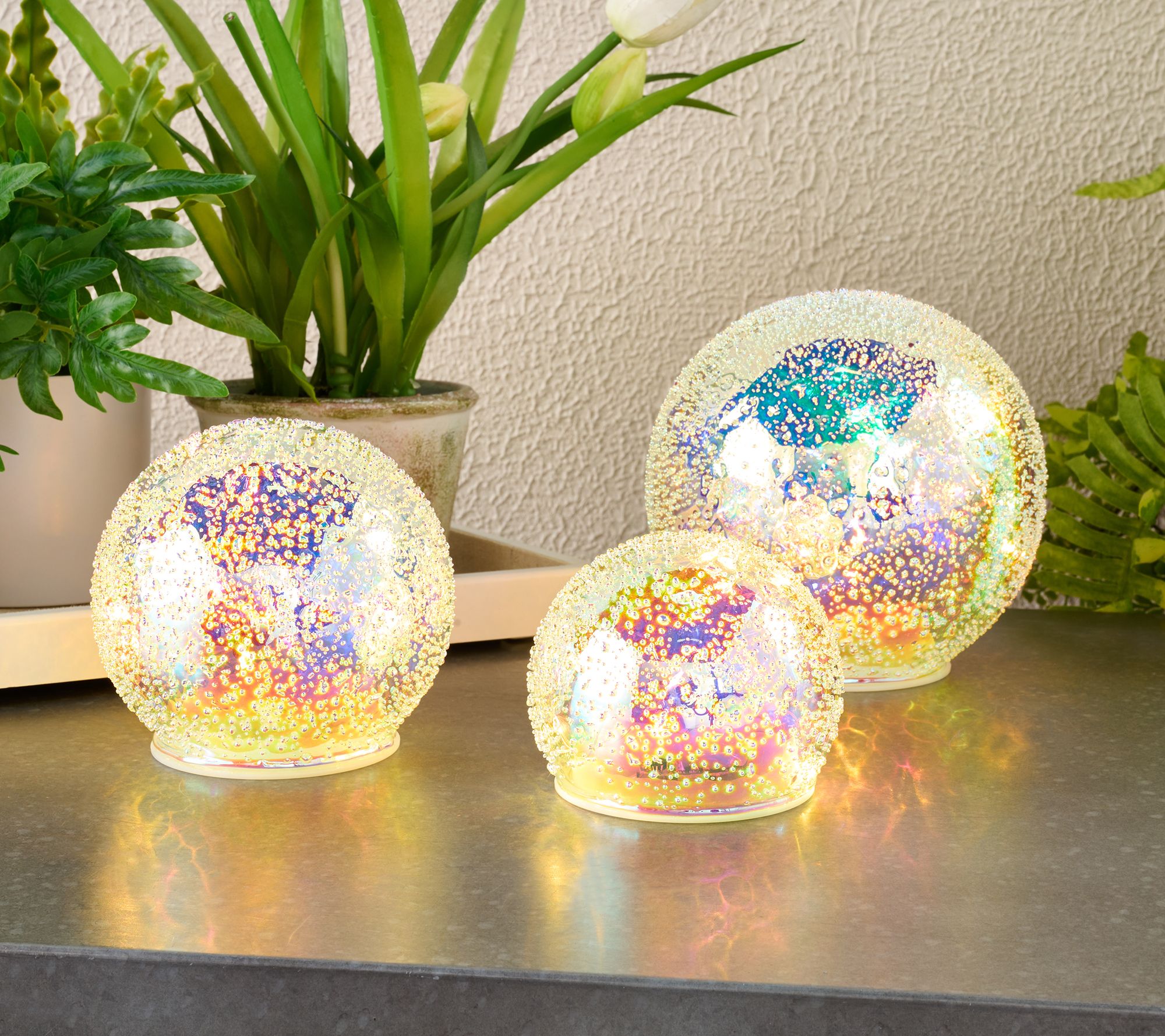 Set of 2 6 Illuminated Fisherman Spheres by Valerie 