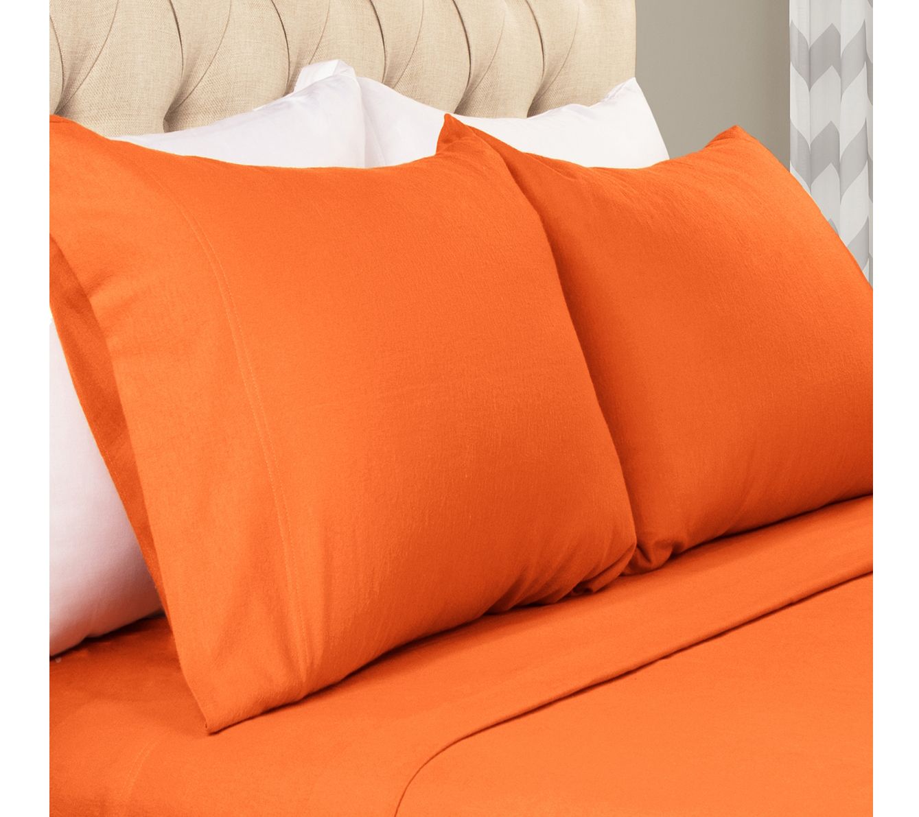 Superior Modern Solid Flannel Cotton 2 Piece Pillowcases, King