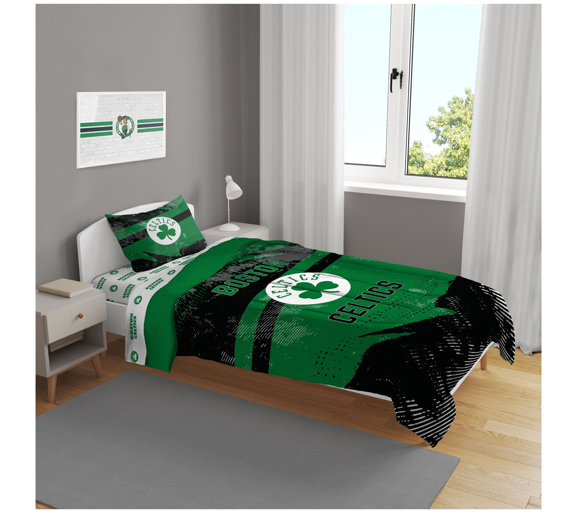 Pegasus Sports NBA Slanted Stripe Twin 4-Piece Bed in a Bag
