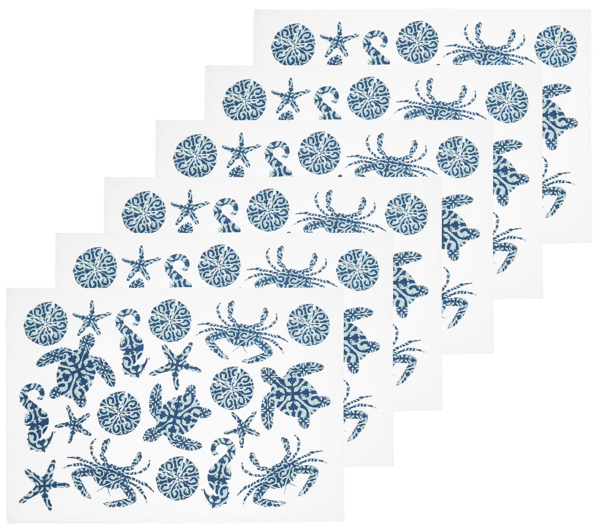 Stamped Seaside Set of 6 Placemats by Valerie