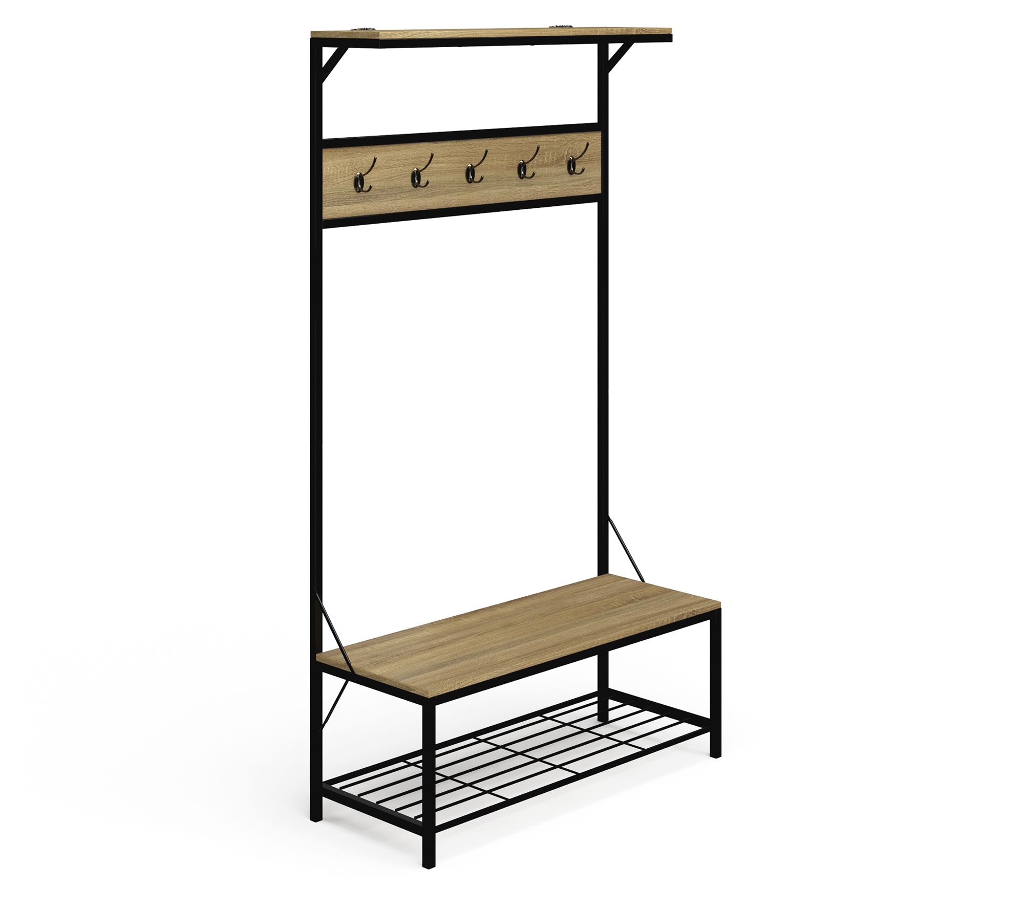 Lavish Home Bench w/Seat Iron & Wood Furniture5-Hook Rack - QVC.com