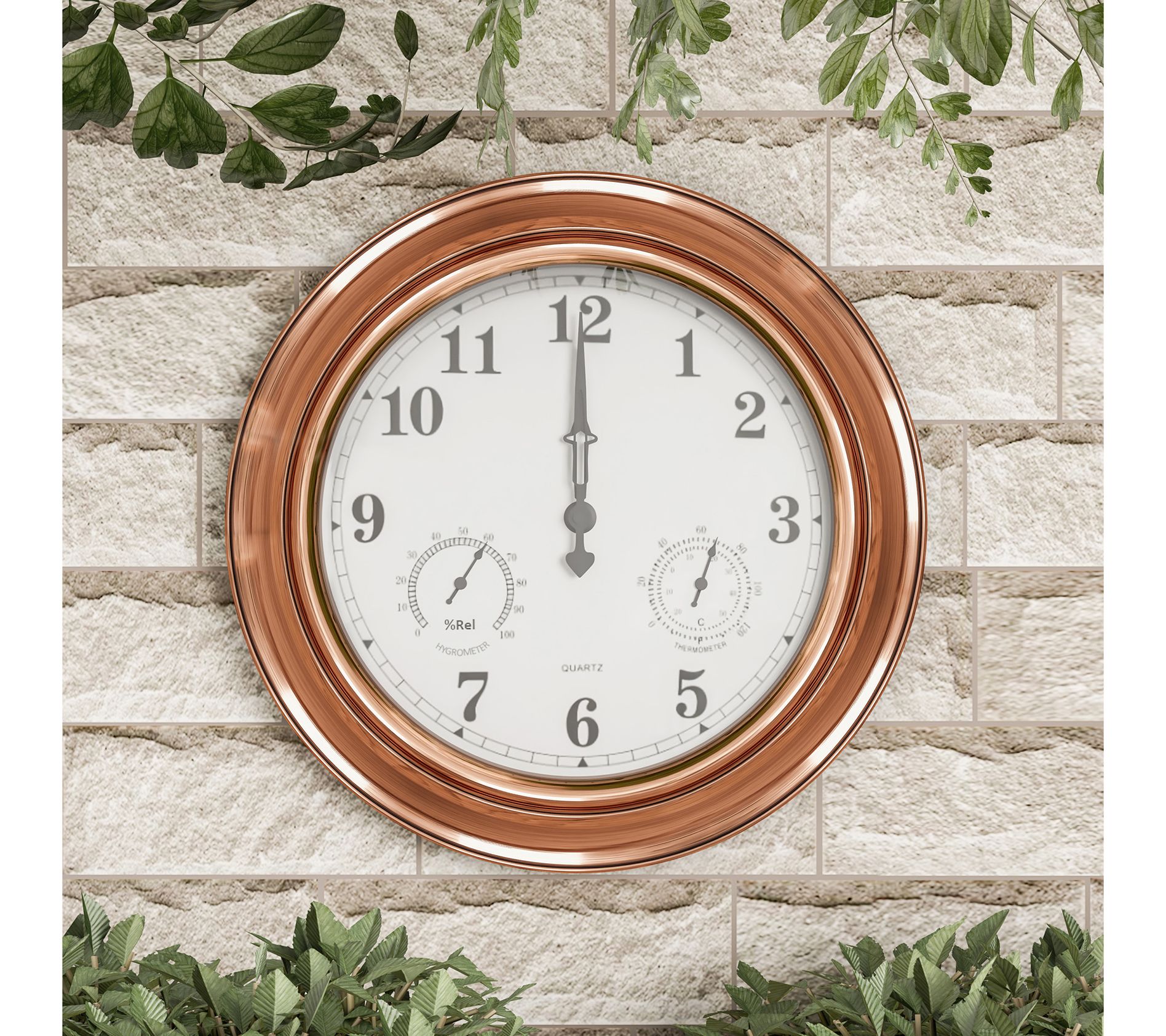 Pure Garden 18" Quartz Patio Wall Clock Thermometer