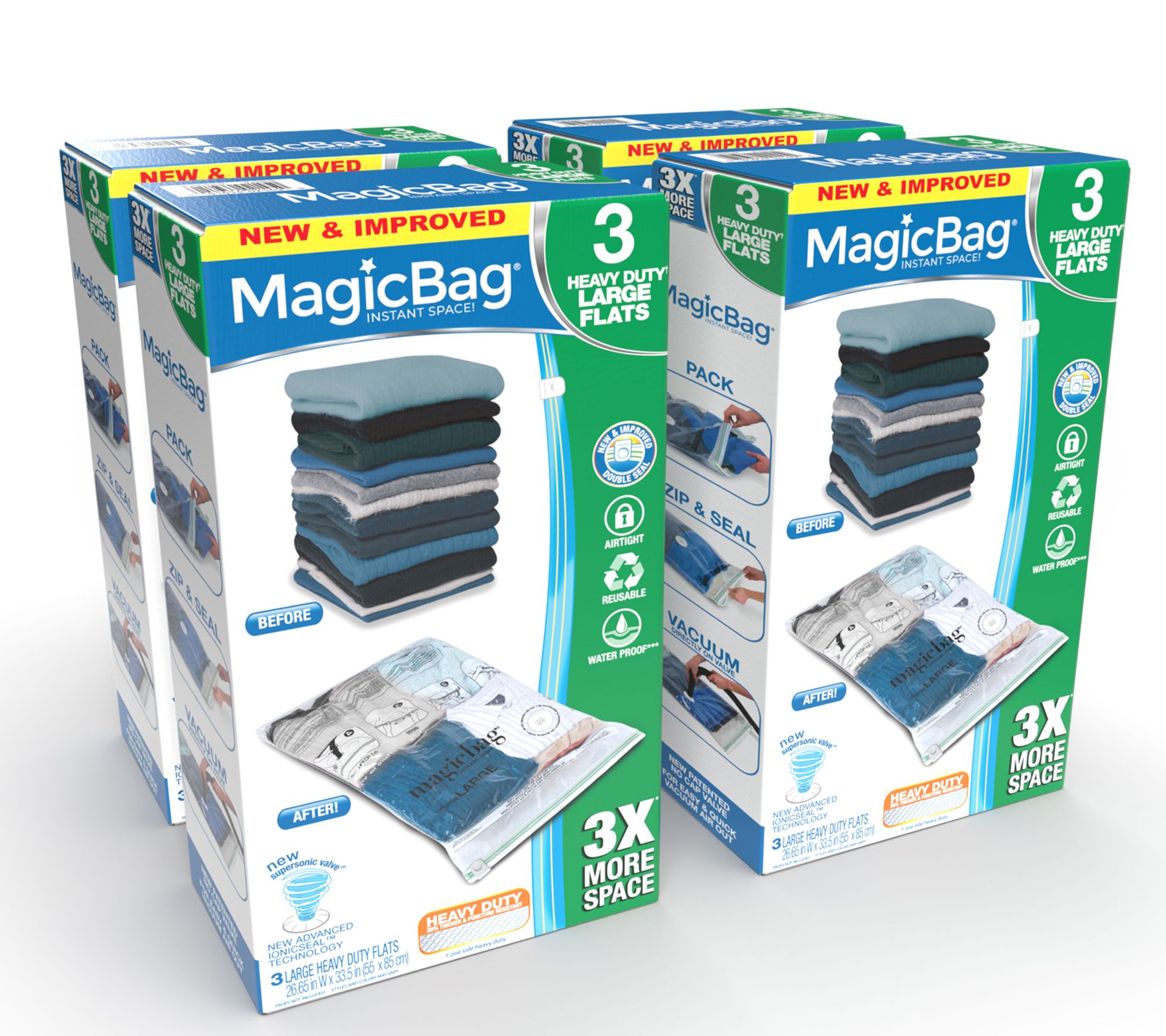  Smart Design MagicBag Flat Heavy Duty Vacuum Storage Bags –  Large Size, 3 Bags – Space Saver Vacuum Storage Bags with Thick, Puncture  Resistant Material for Optimal Home Organization and Storage 