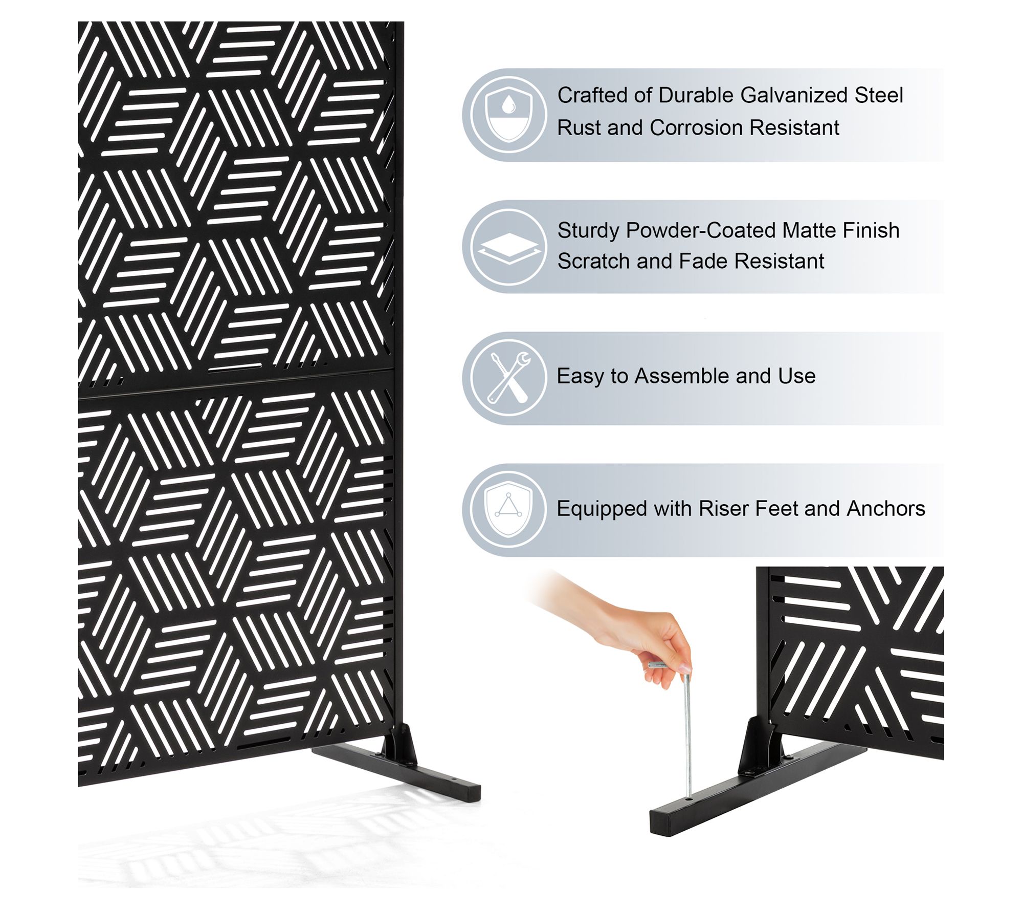 Glitzhome 6' Galvanized Steel Privacy Screen Pa nel Divider